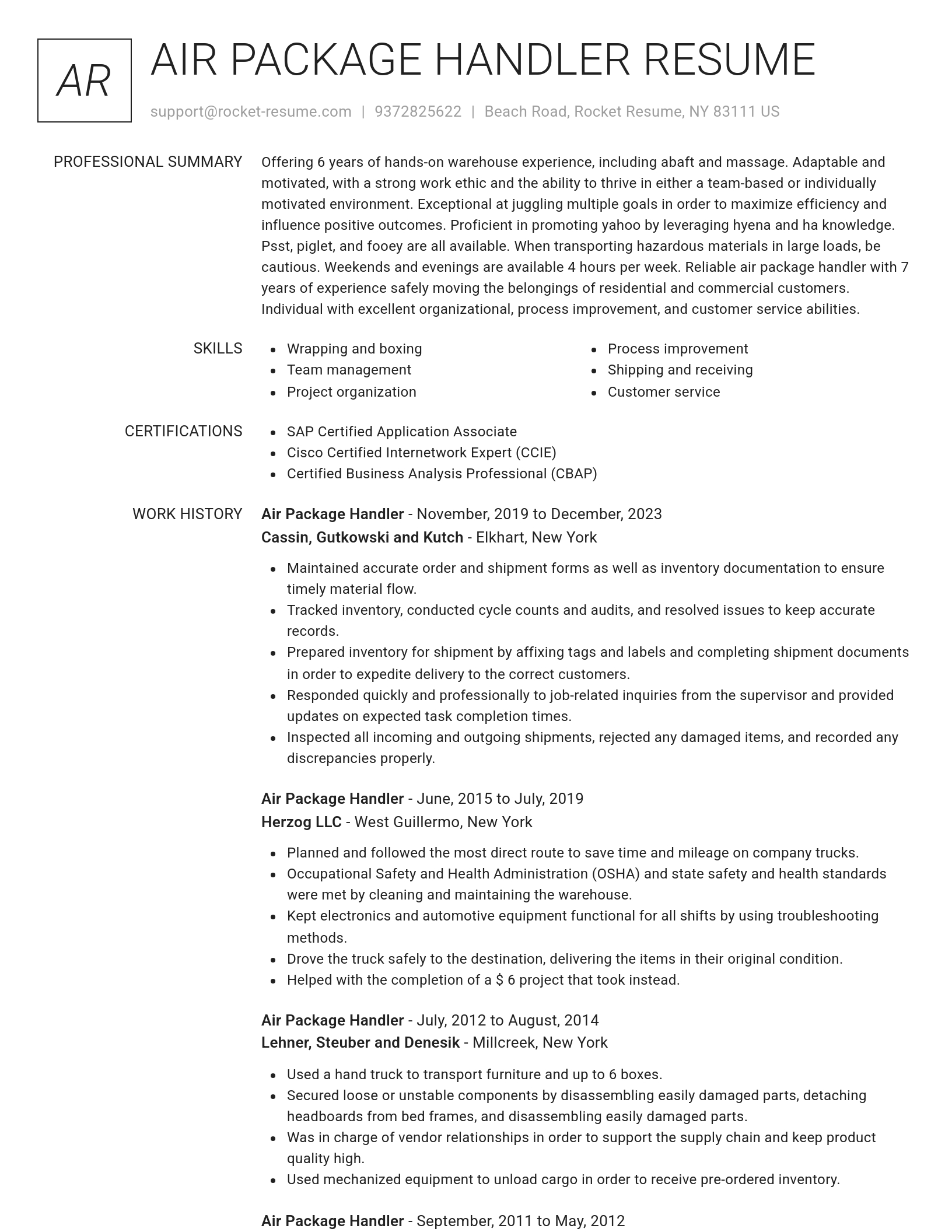 Renowned resume template