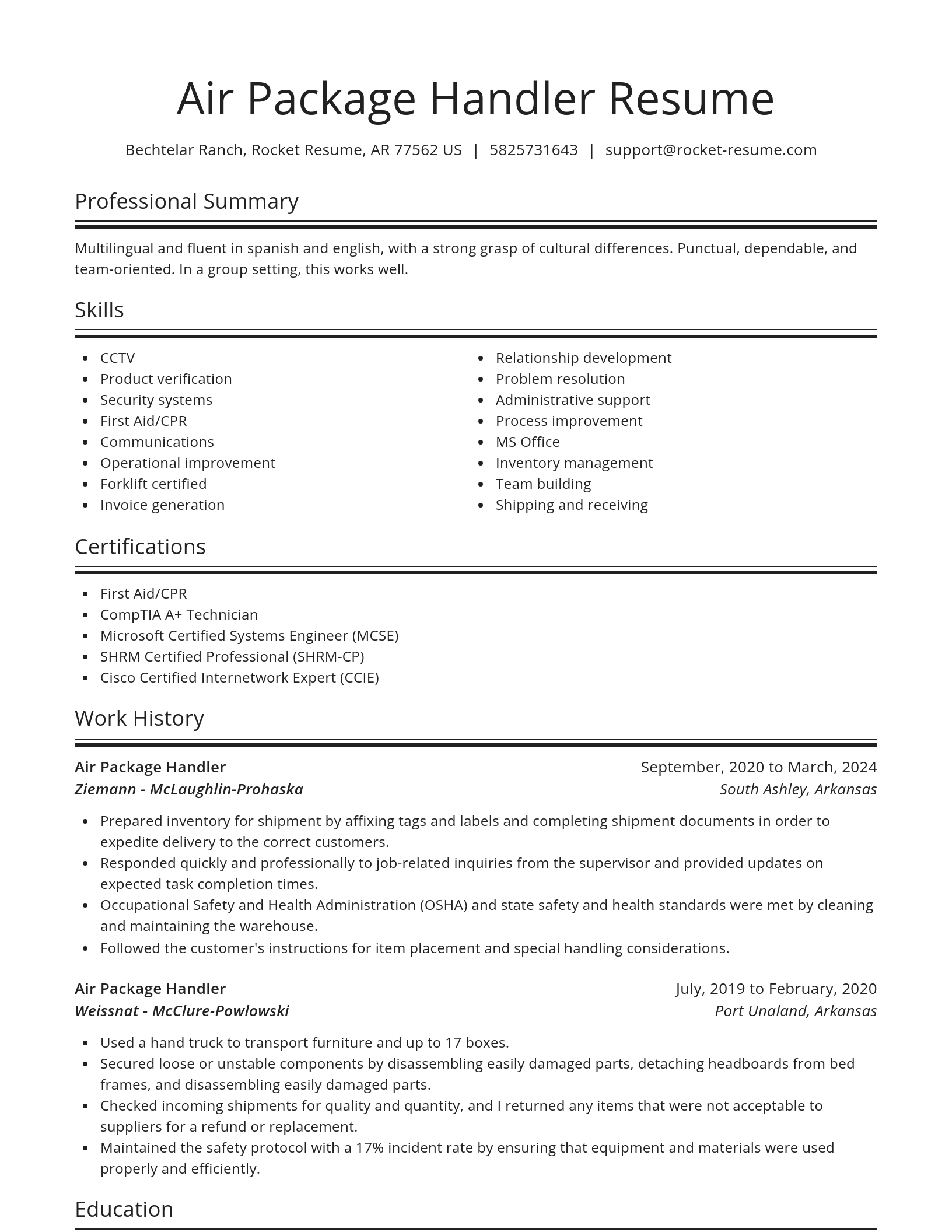Spotlight resume template