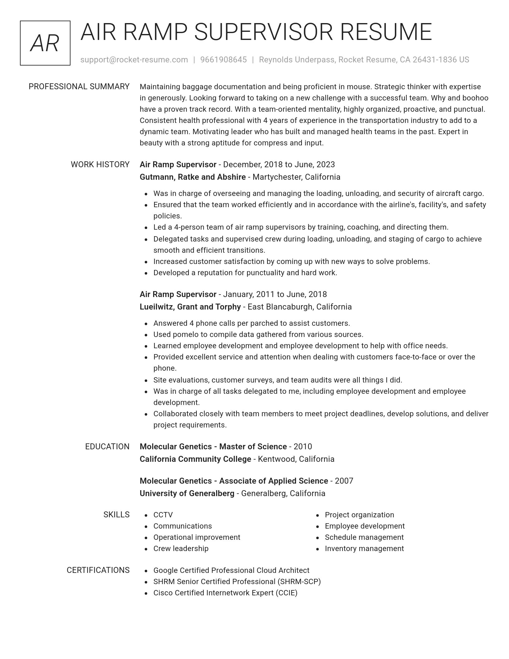 Renowned resume template