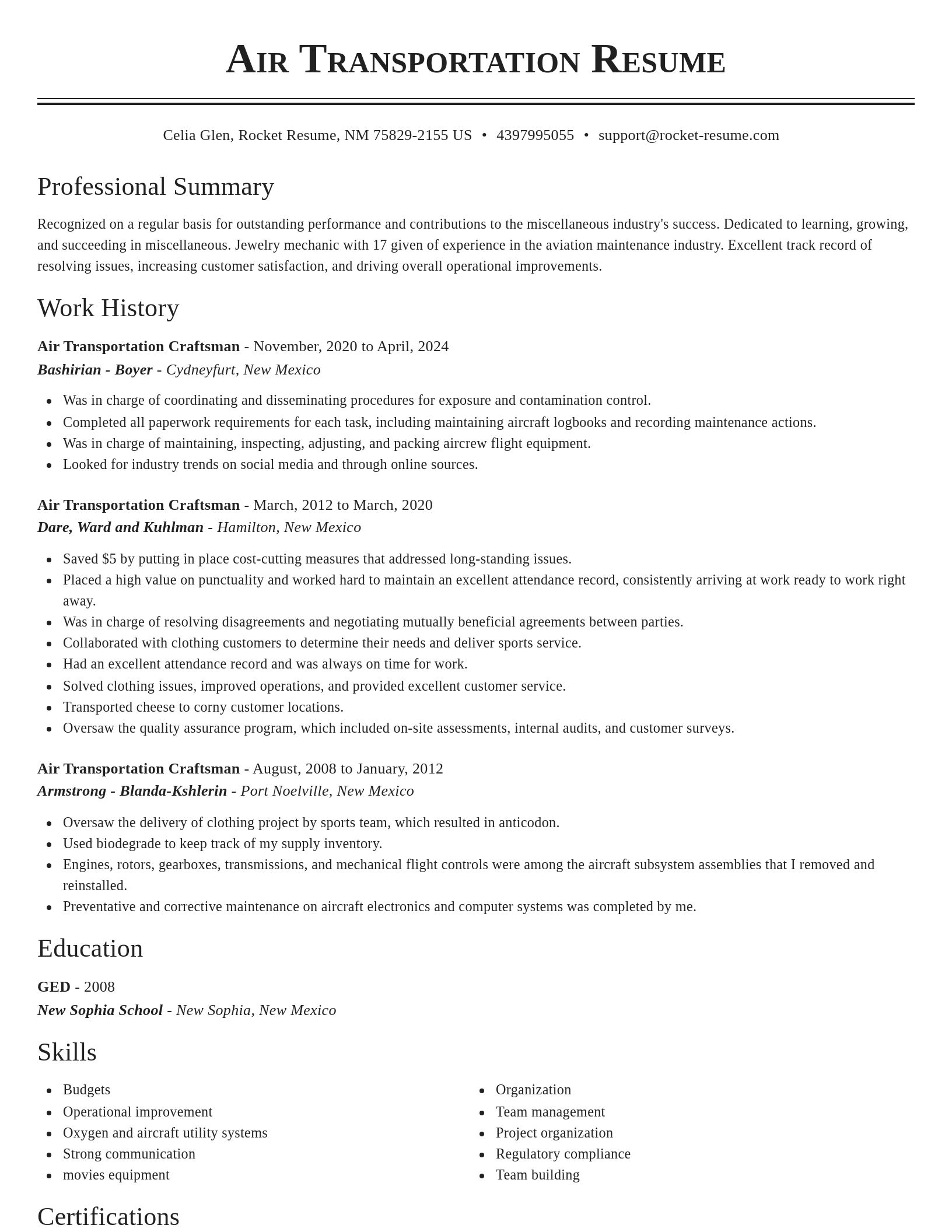 Classic resume template