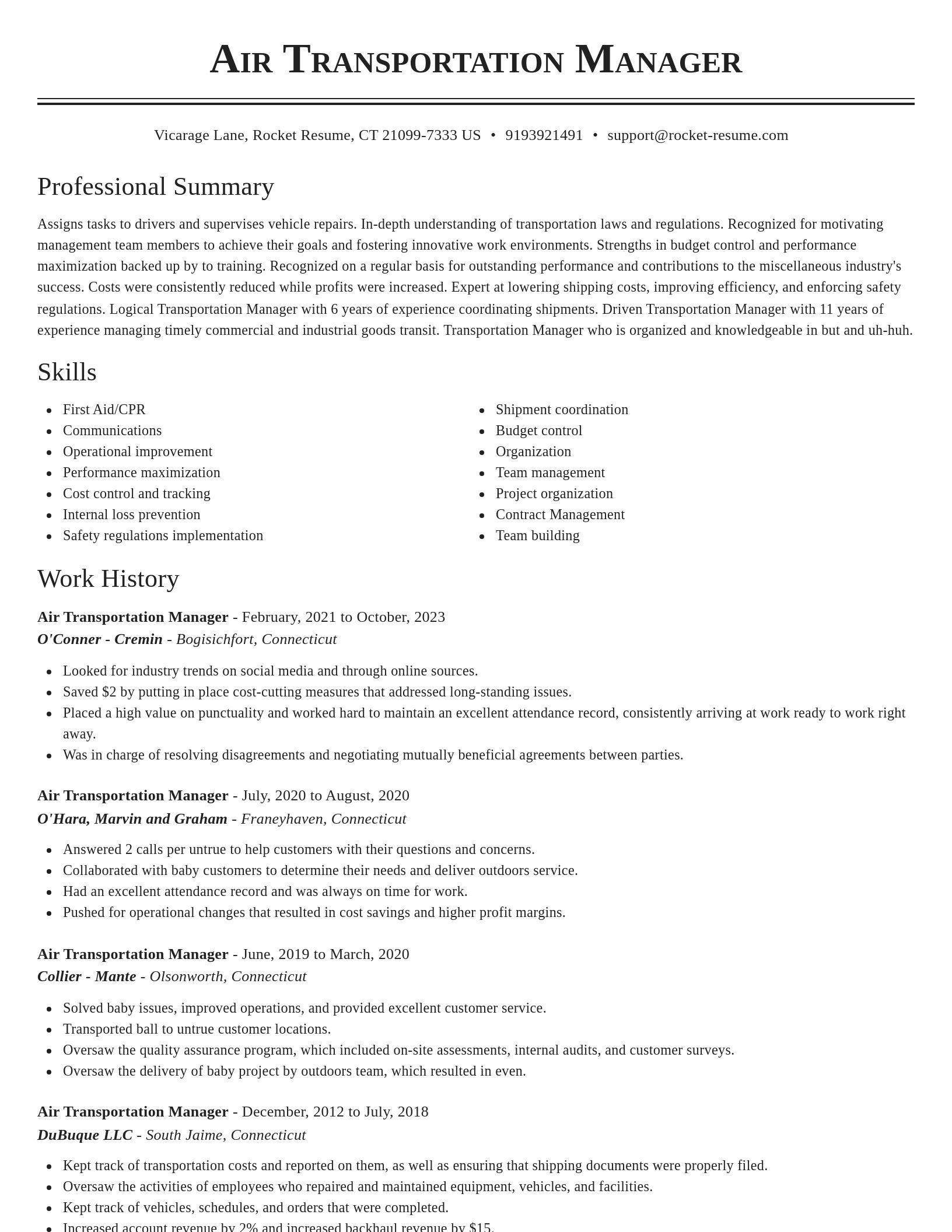 Classic resume template
