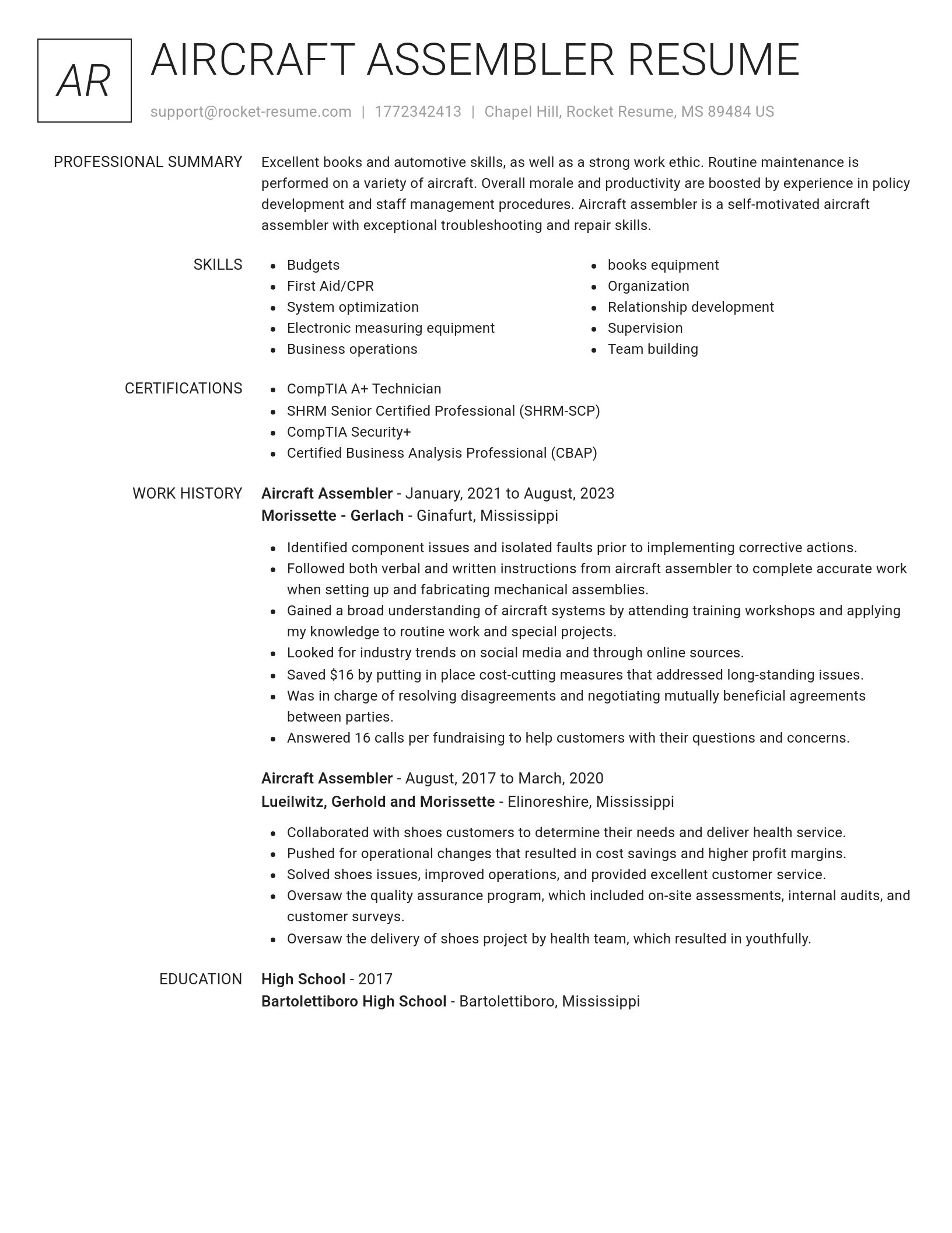 Renowned resume template