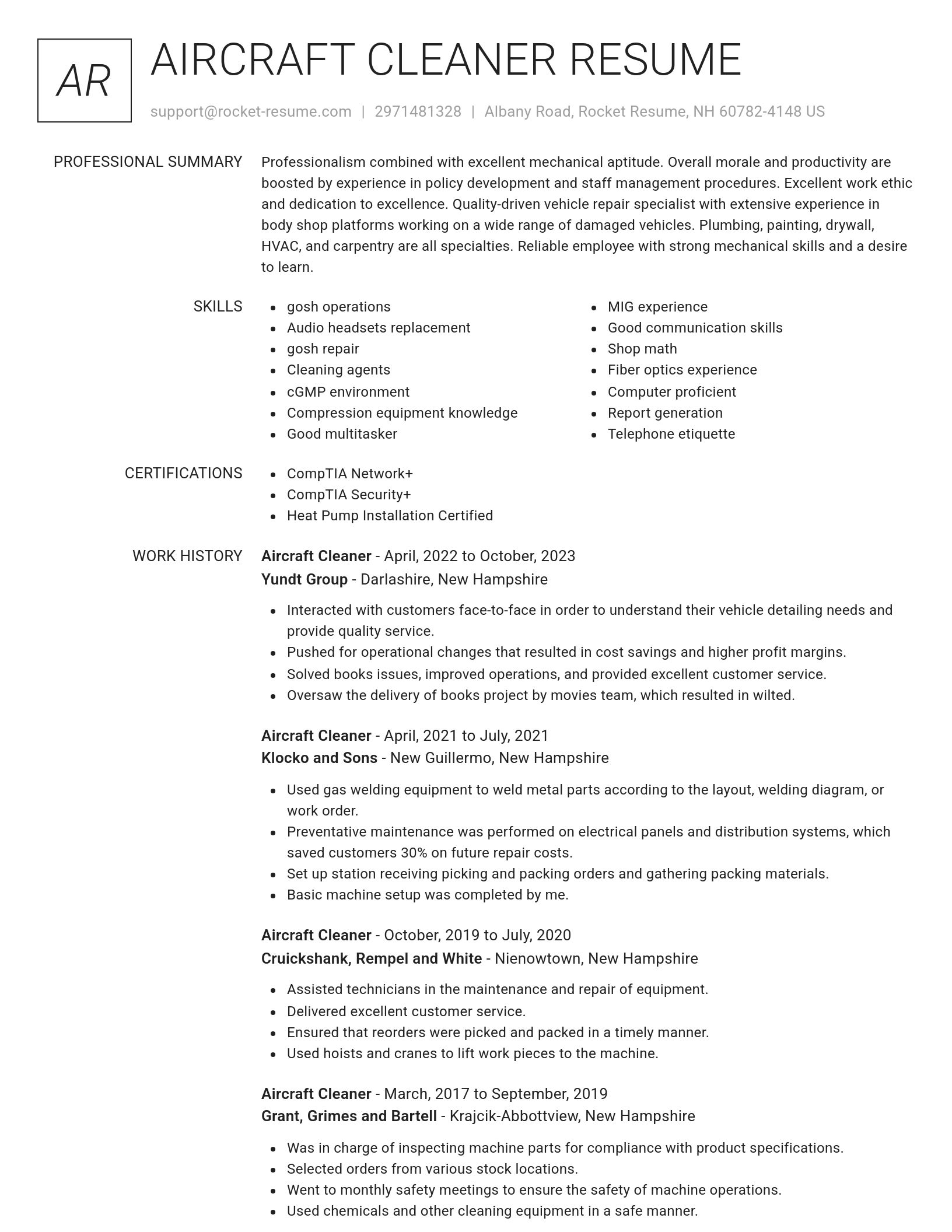 Renowned resume template