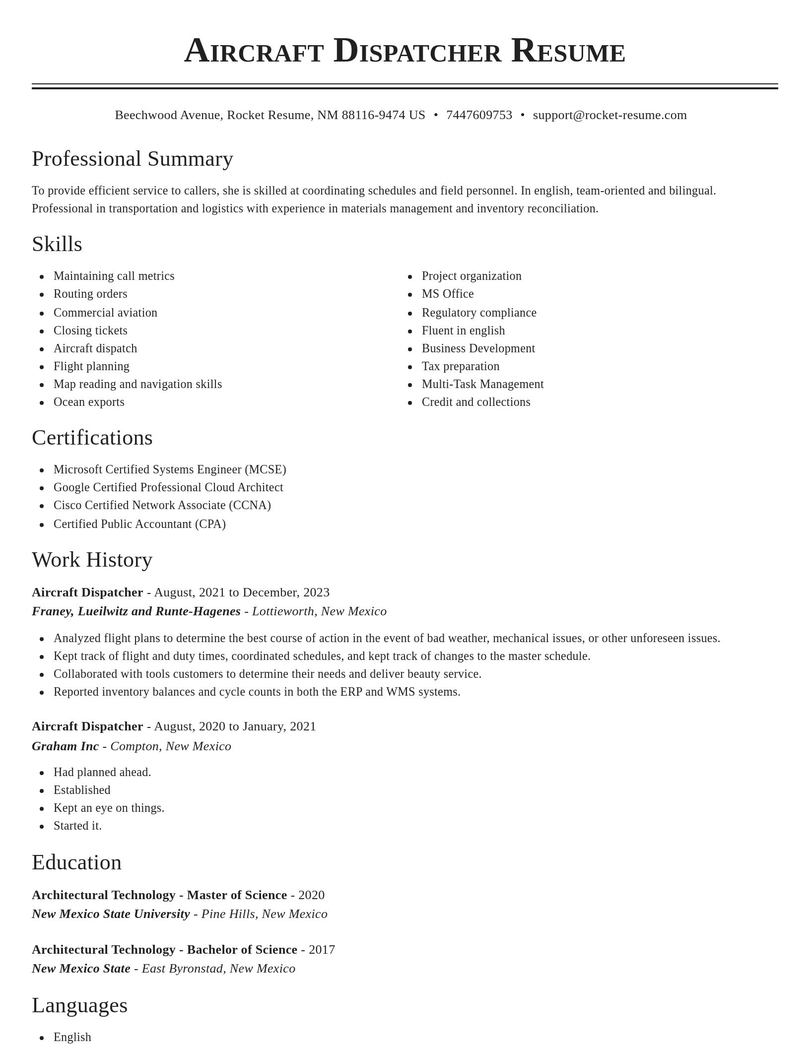 Classic resume template
