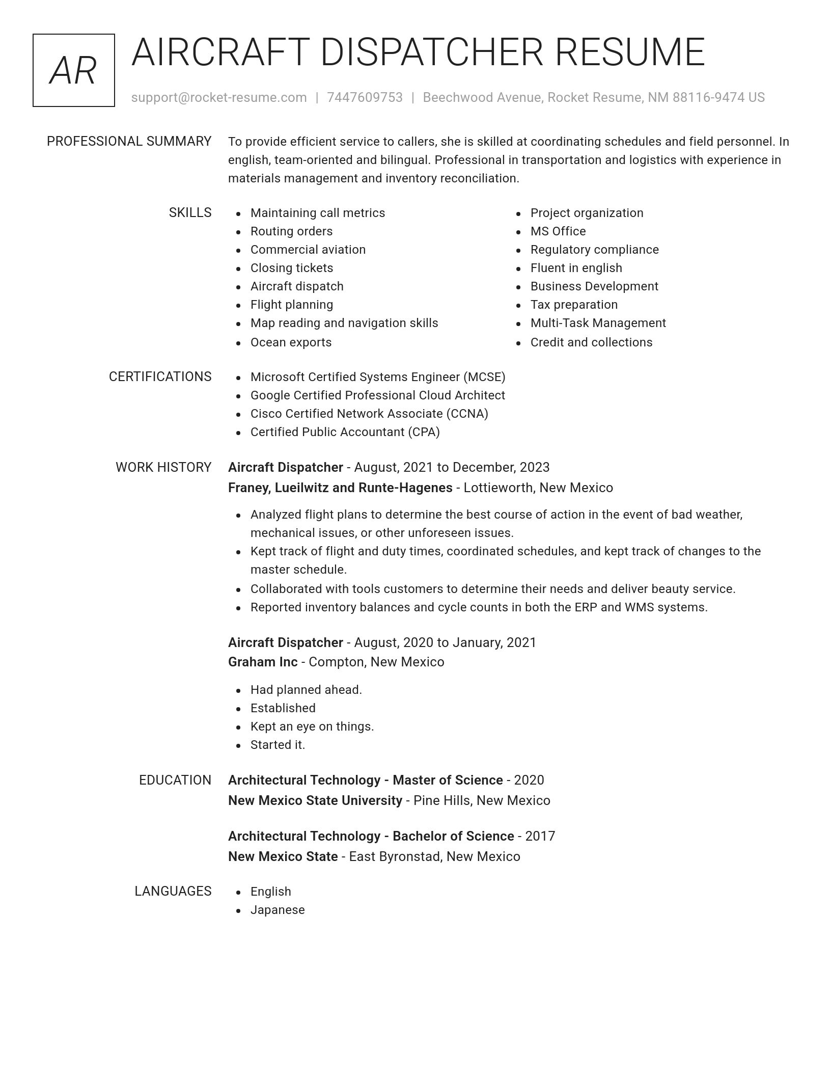 Renowned resume template