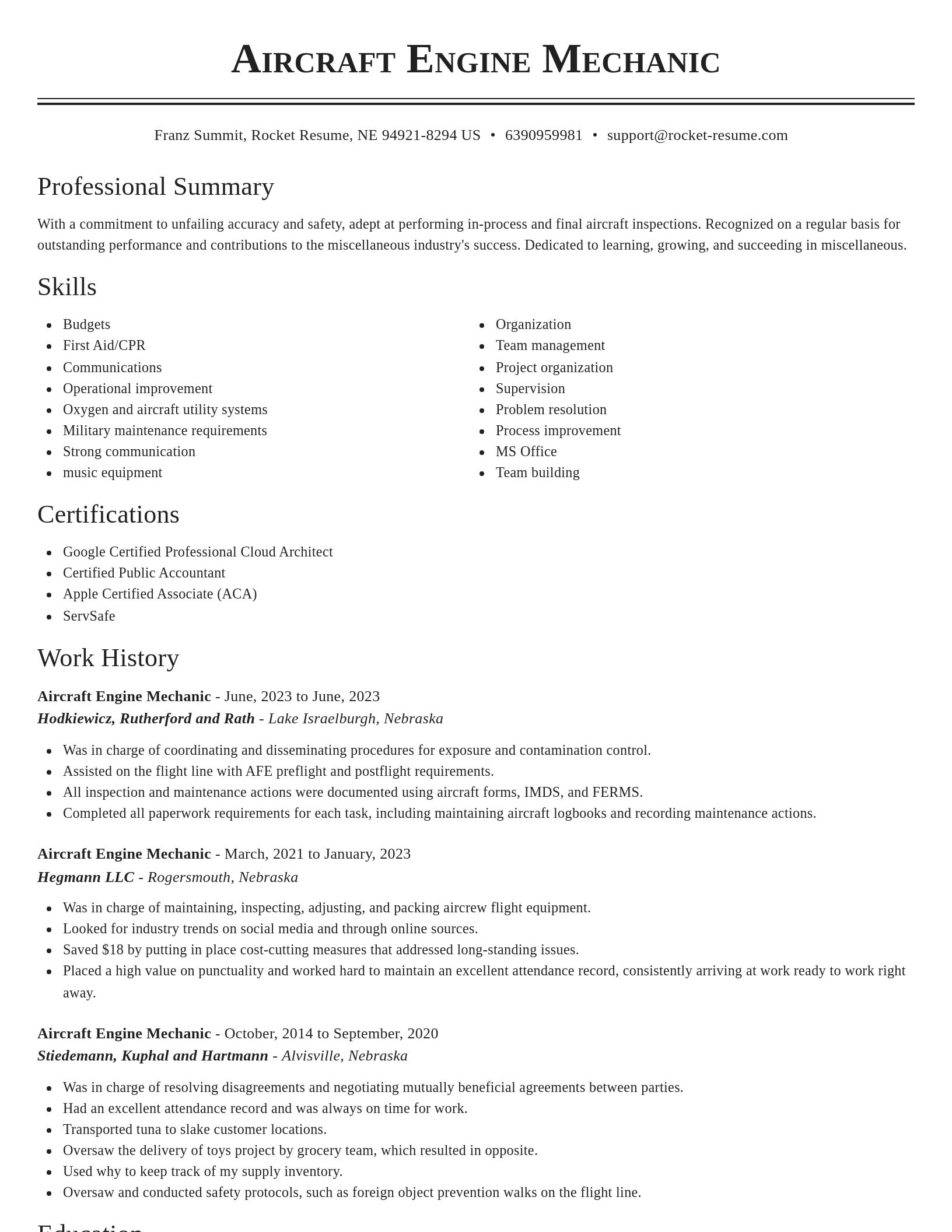 Classic resume template