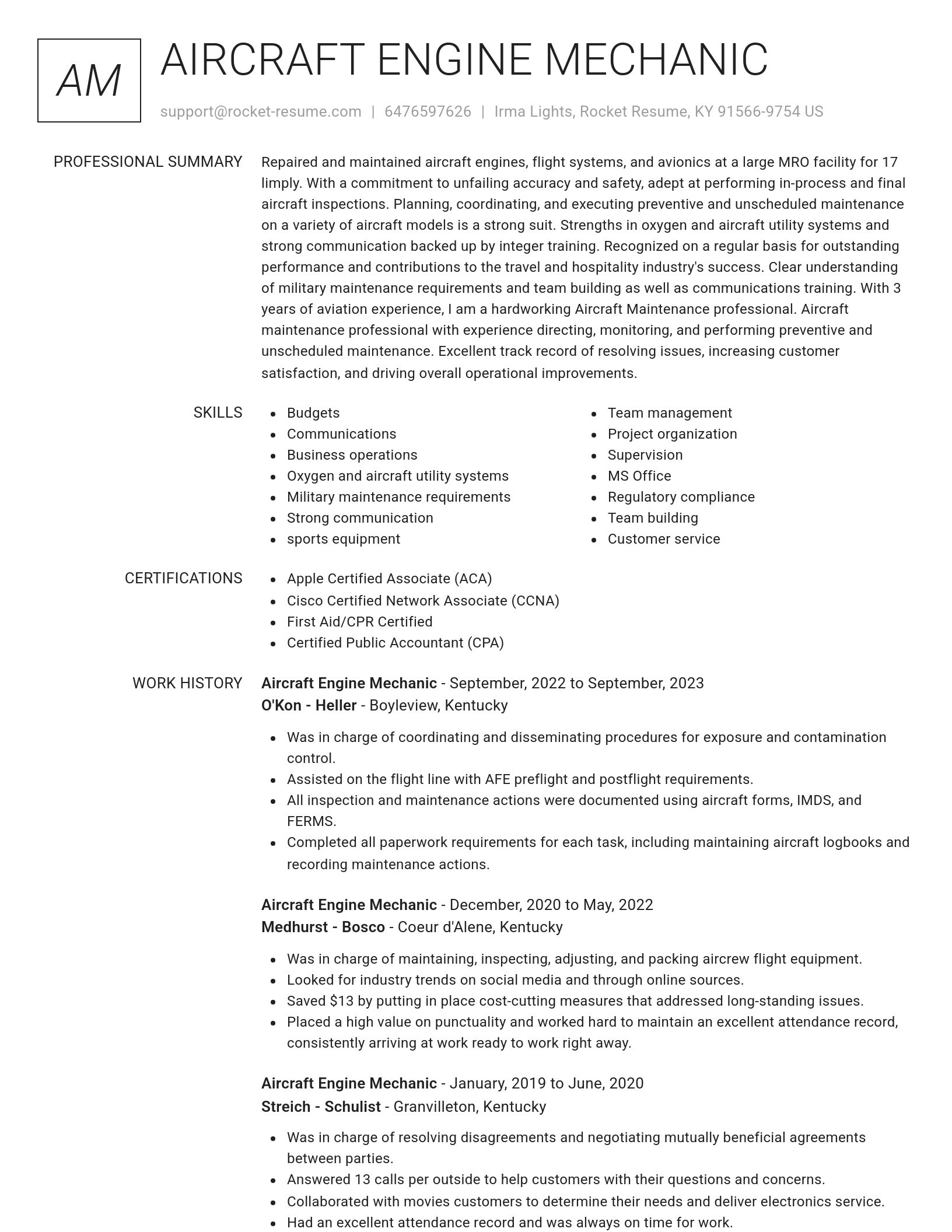 Renowned resume template