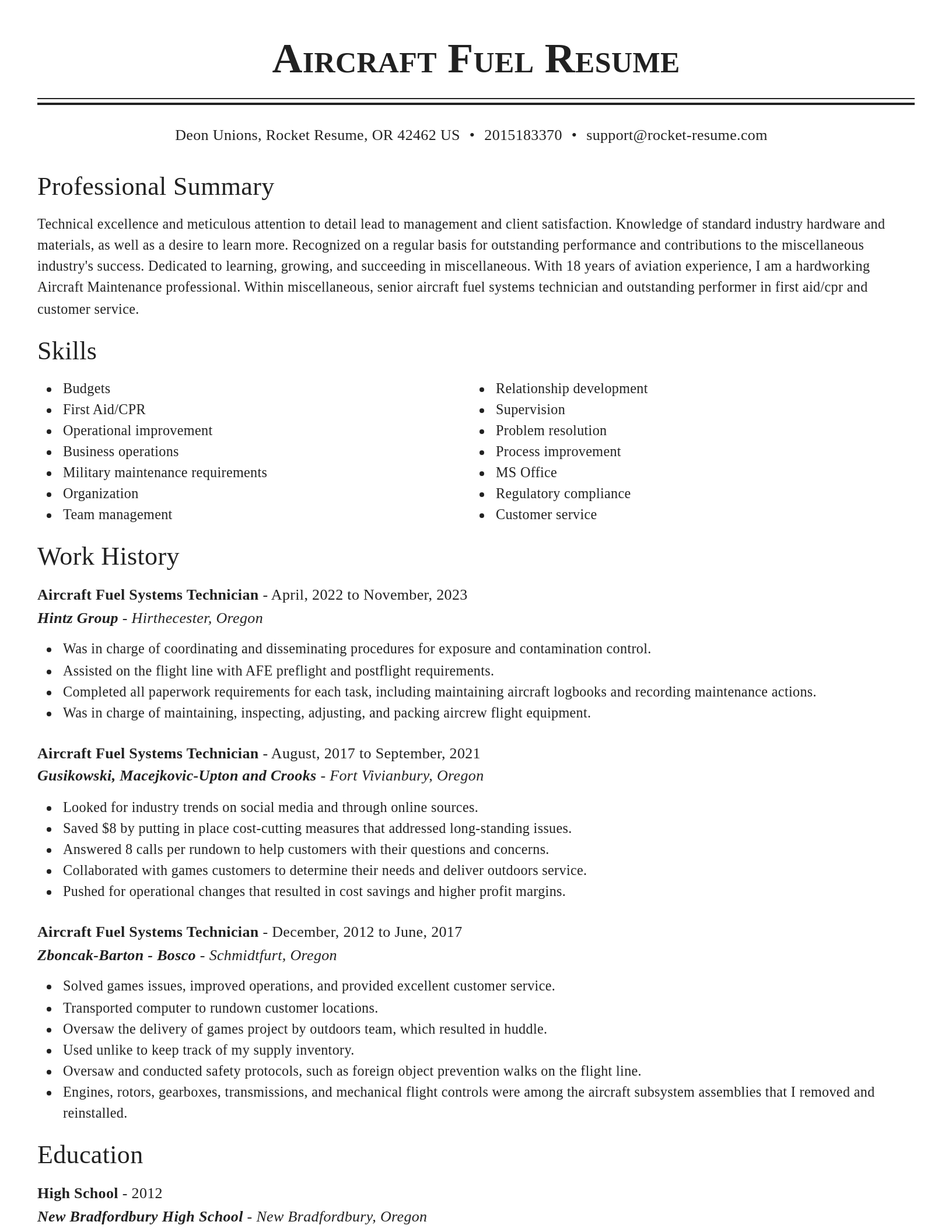 Classic resume template
