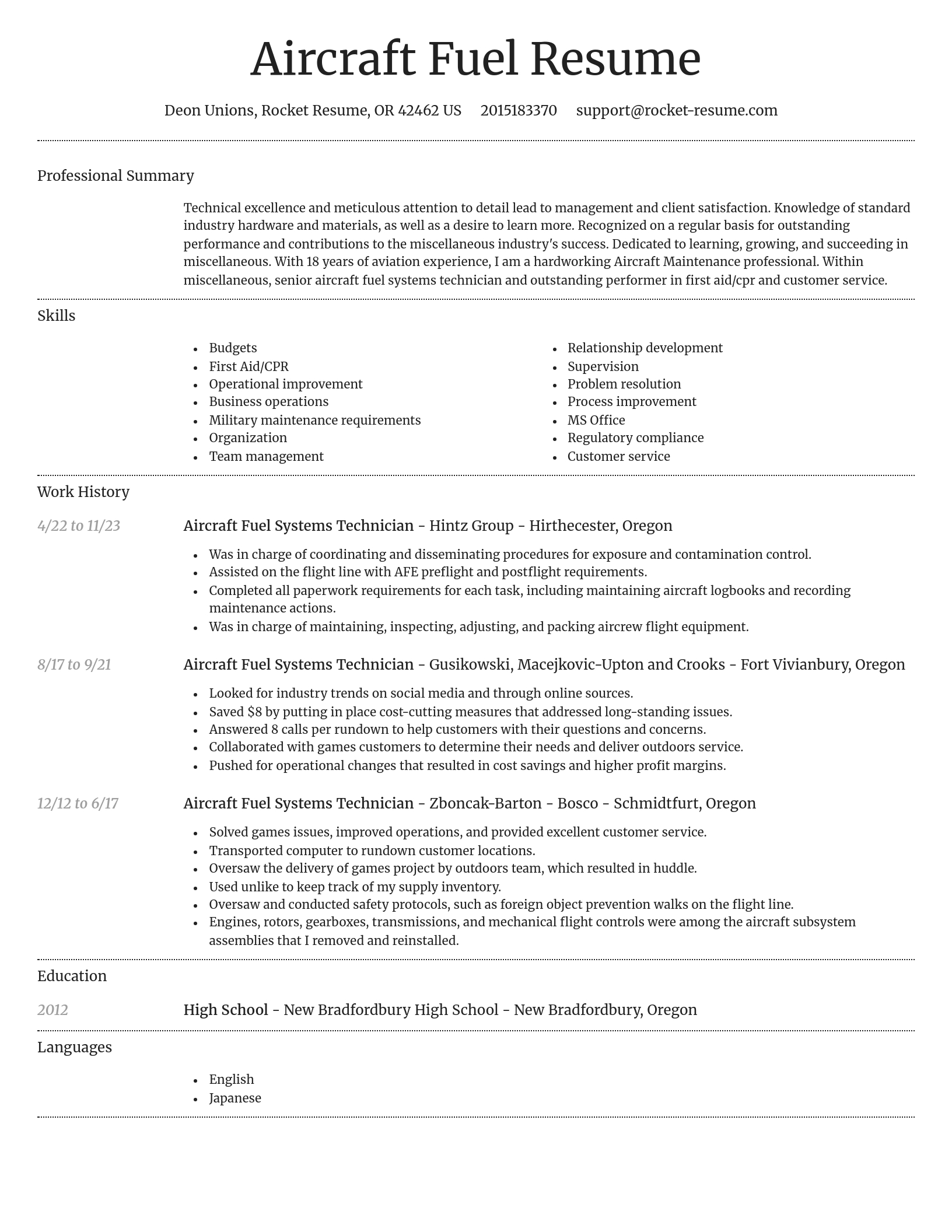 Dignified resume template