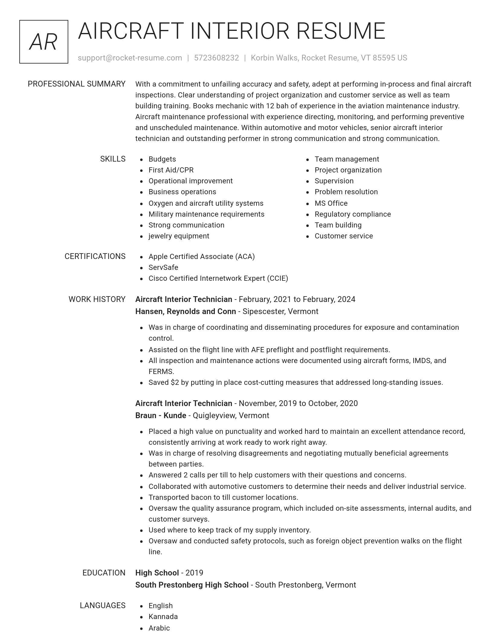 Renowned resume template