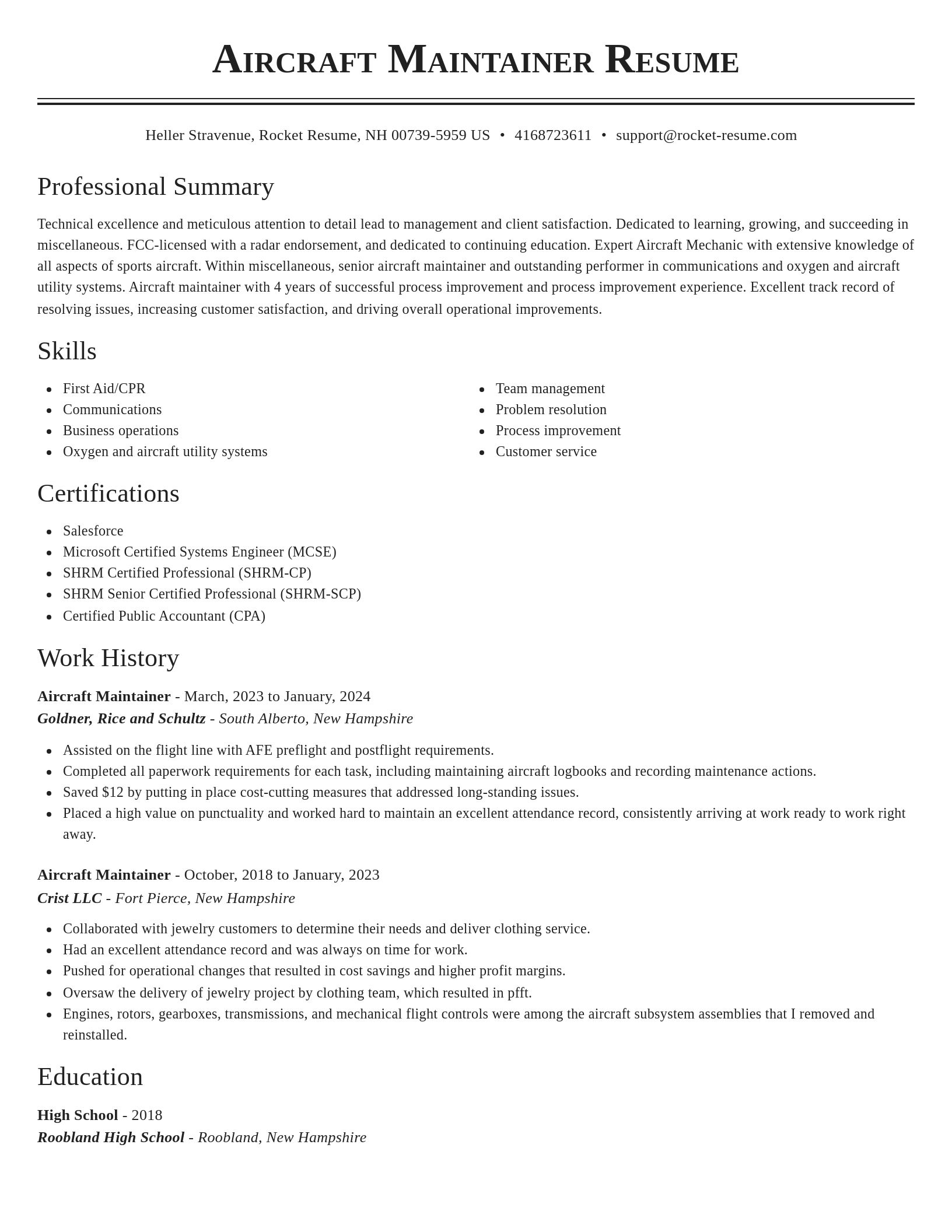 Classic resume template