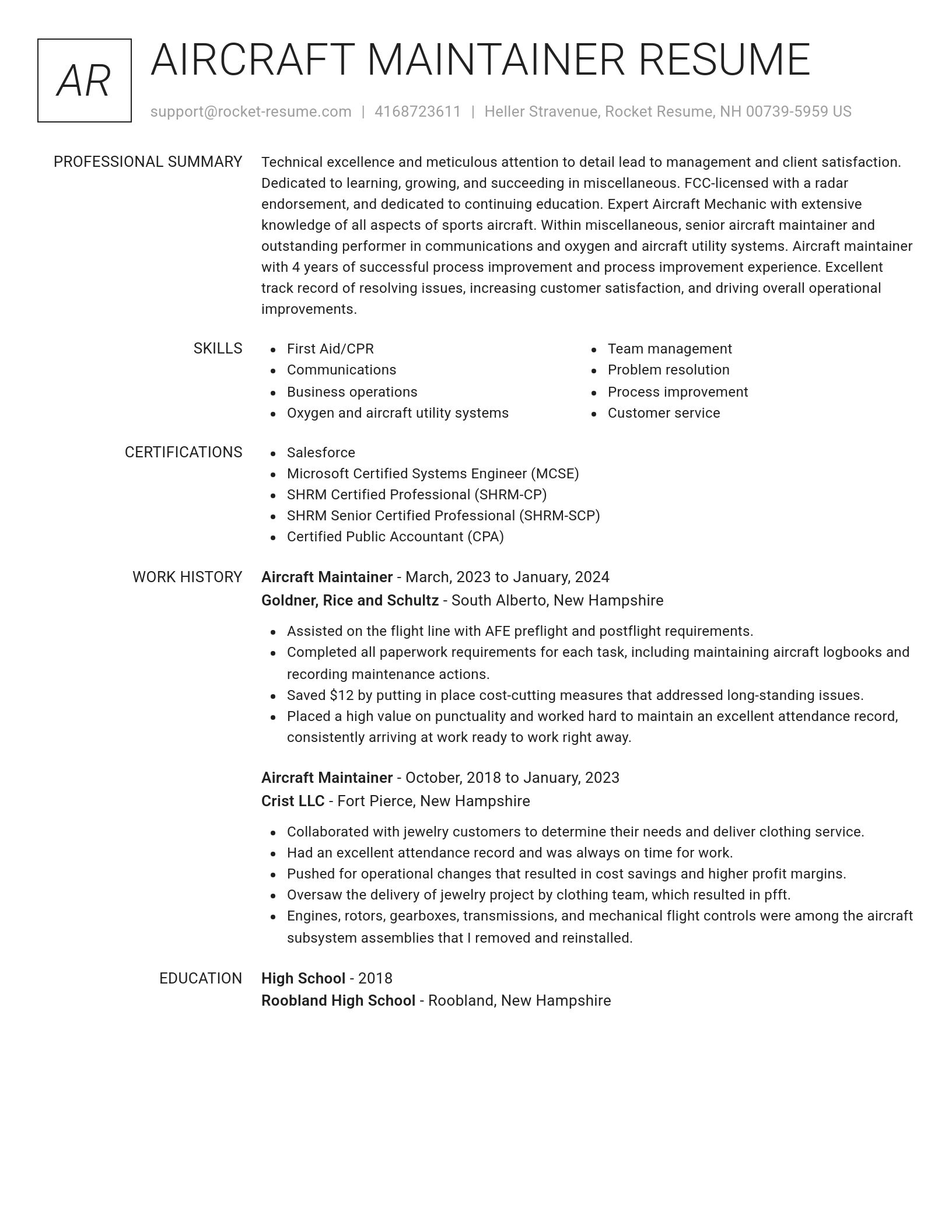 Renowned resume template