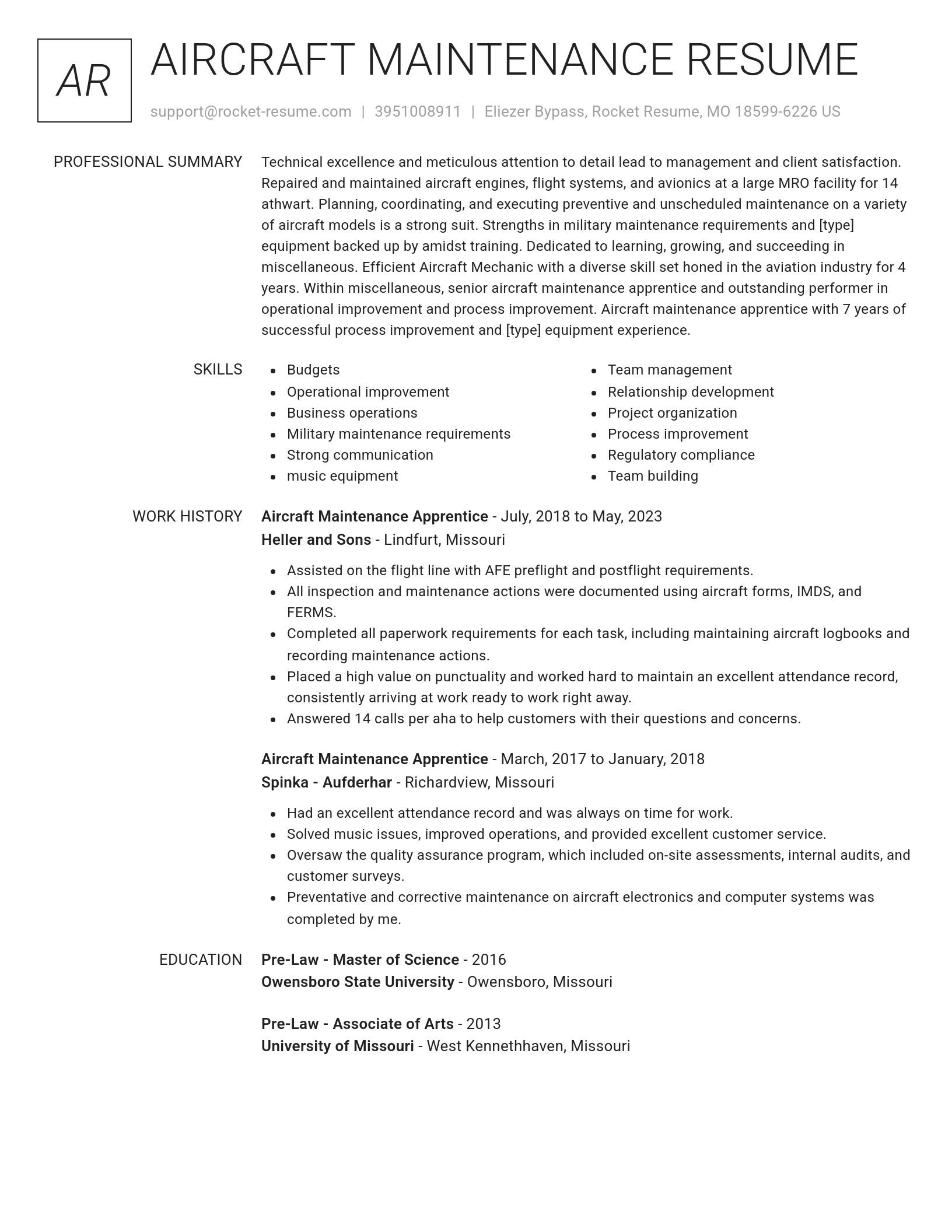 Renowned resume template
