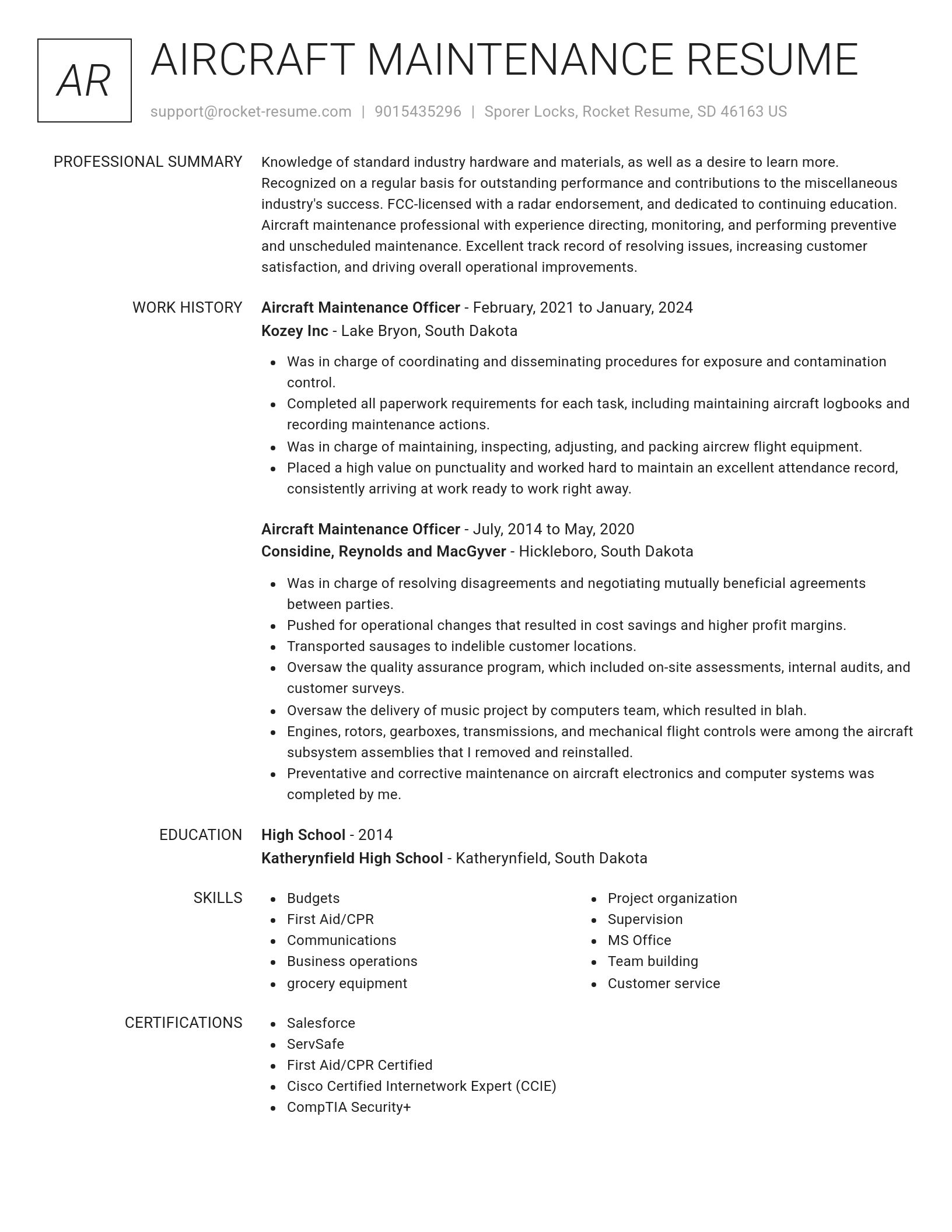 Renowned resume template