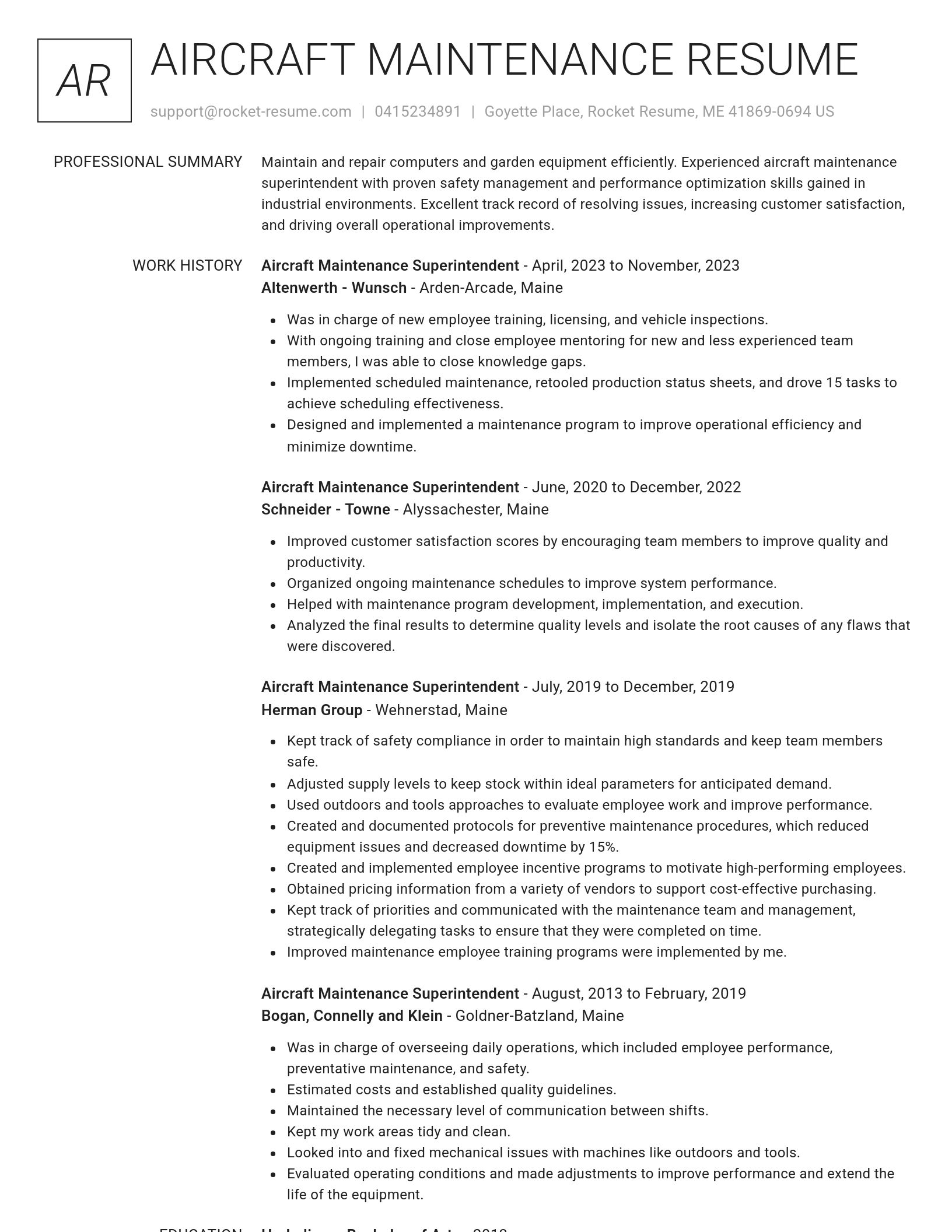 Renowned resume template