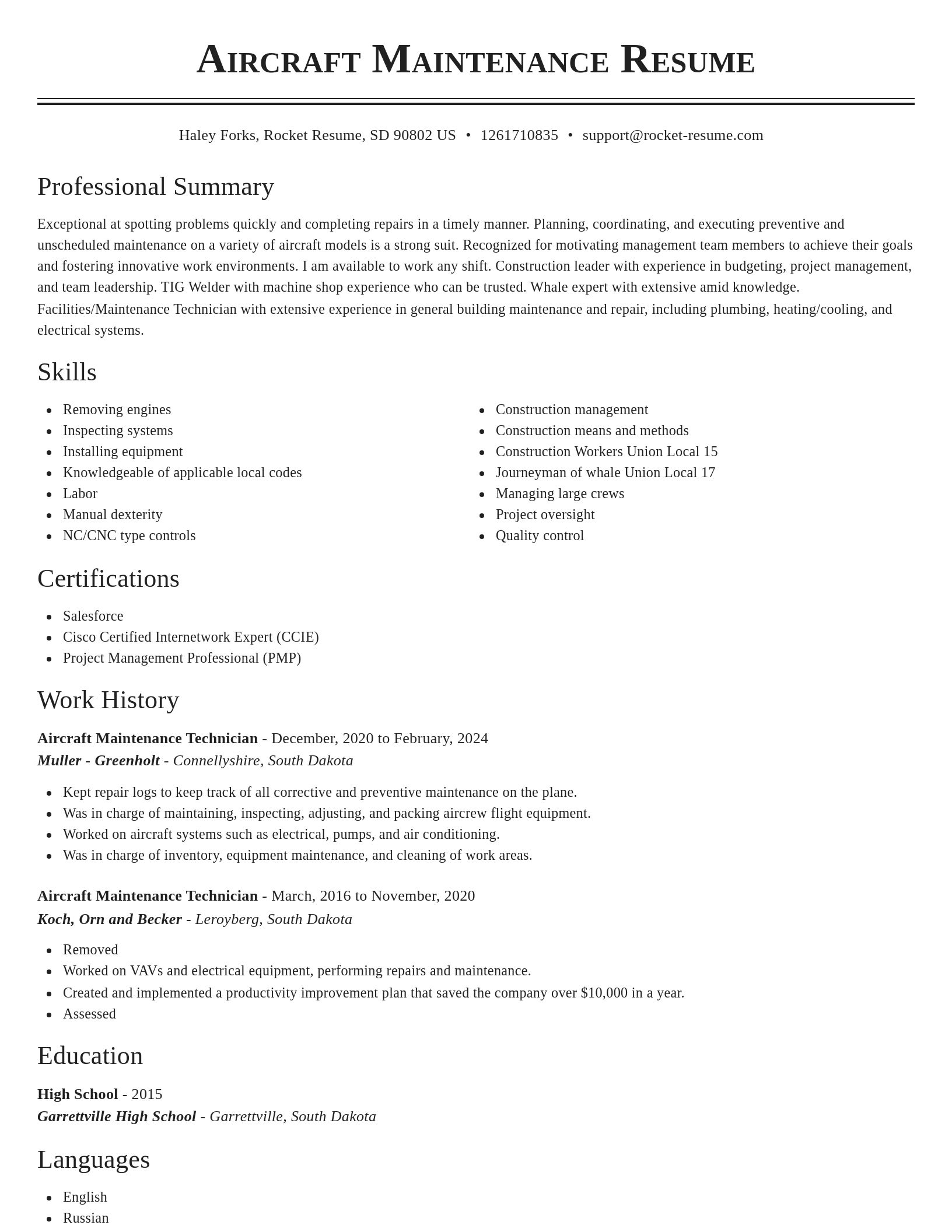 Classic resume template