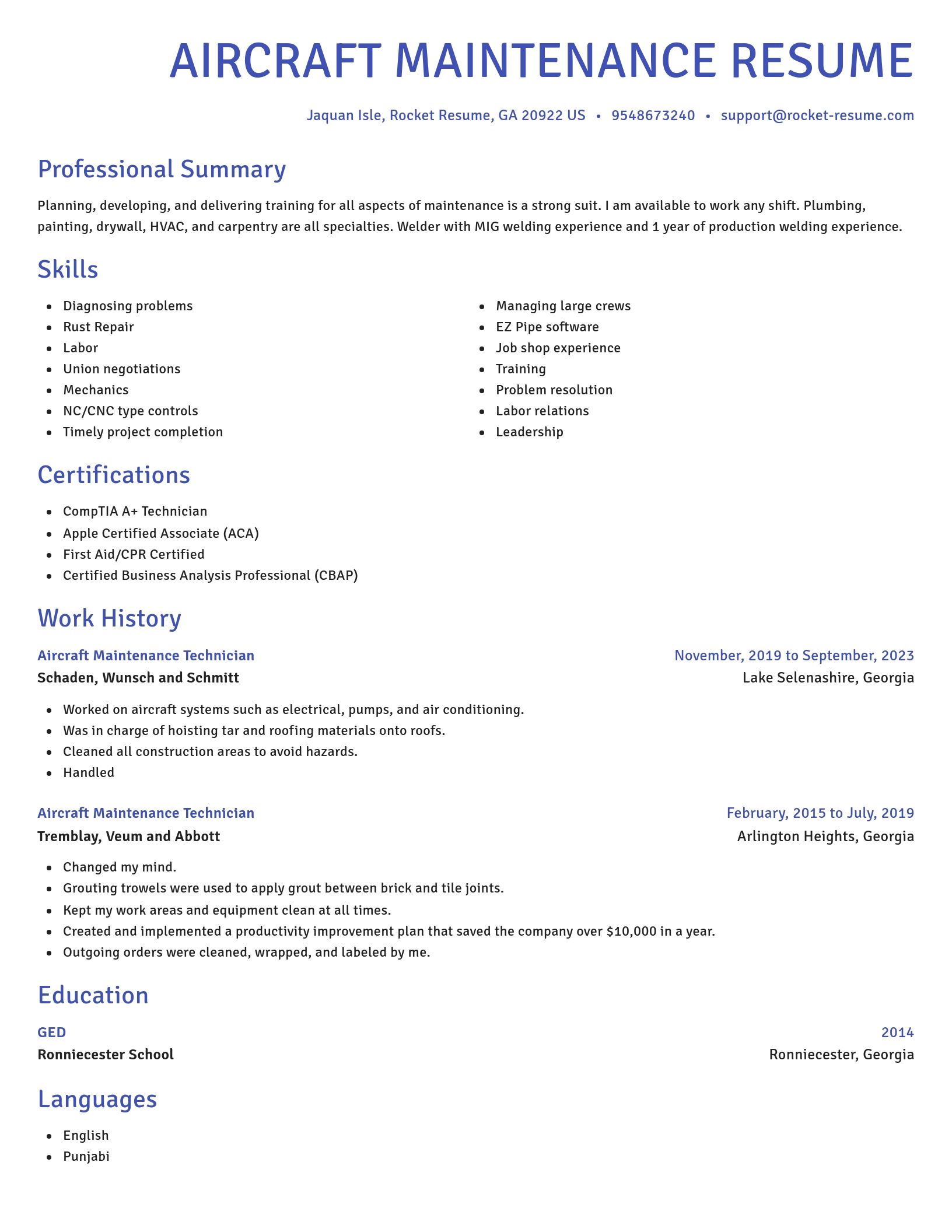 Novel resume template