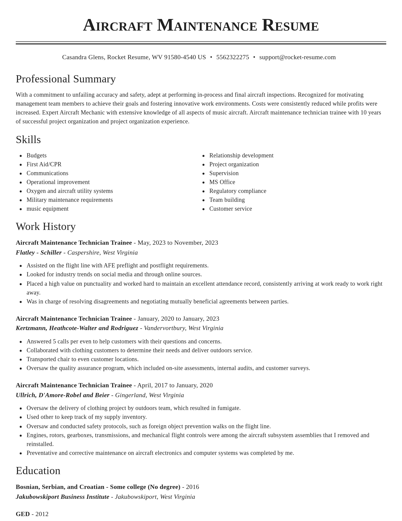 Classic resume template