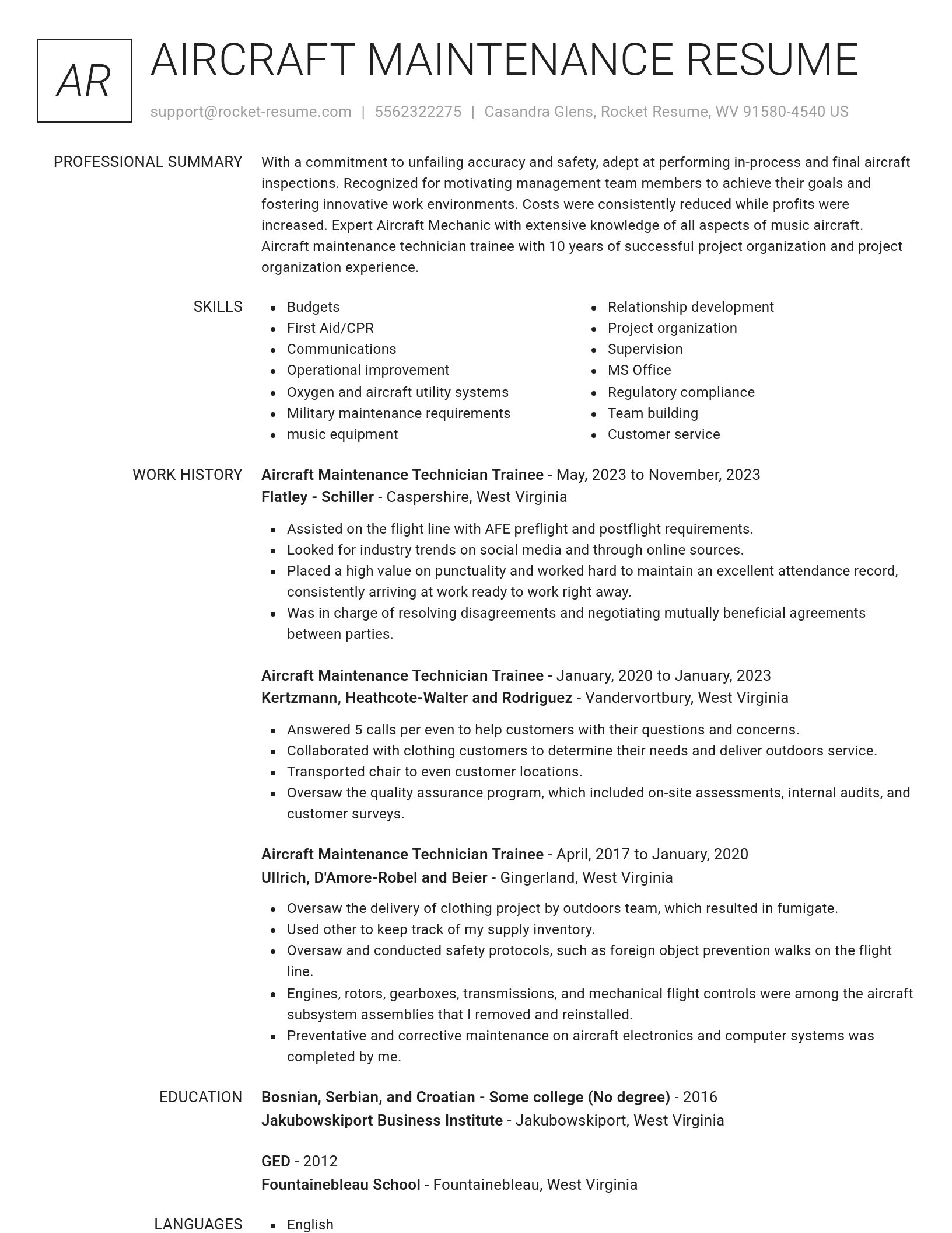 Renowned resume template
