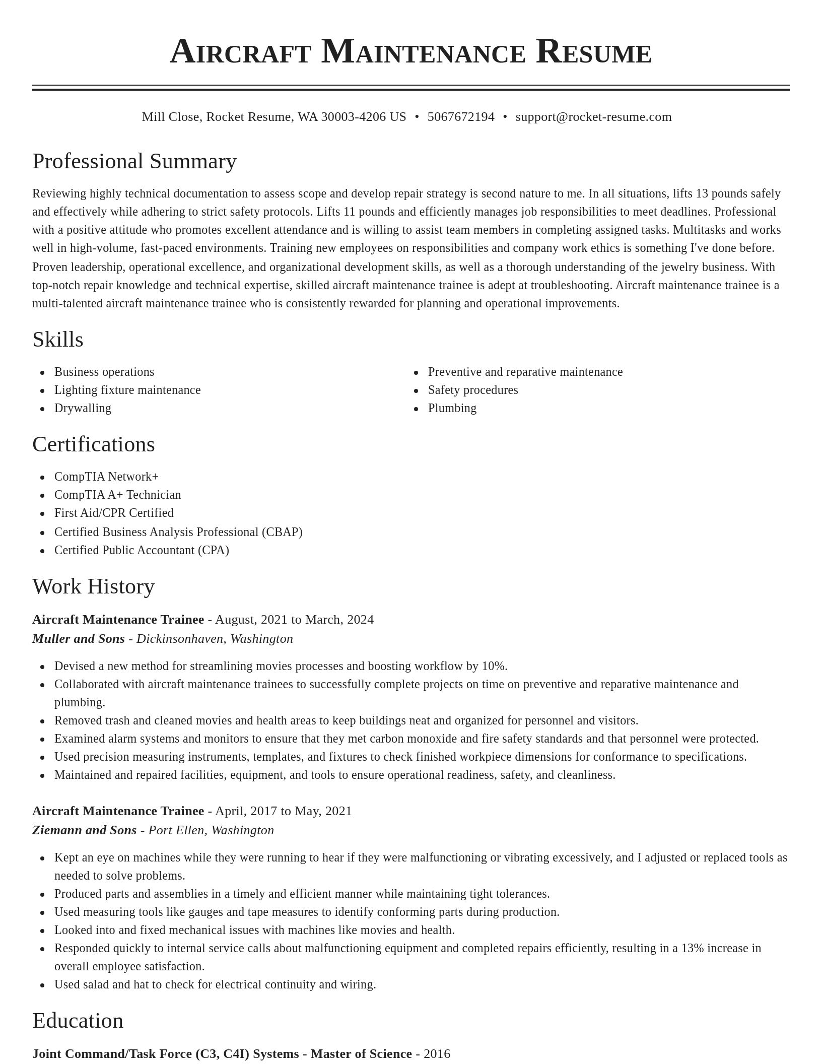 Classic resume template