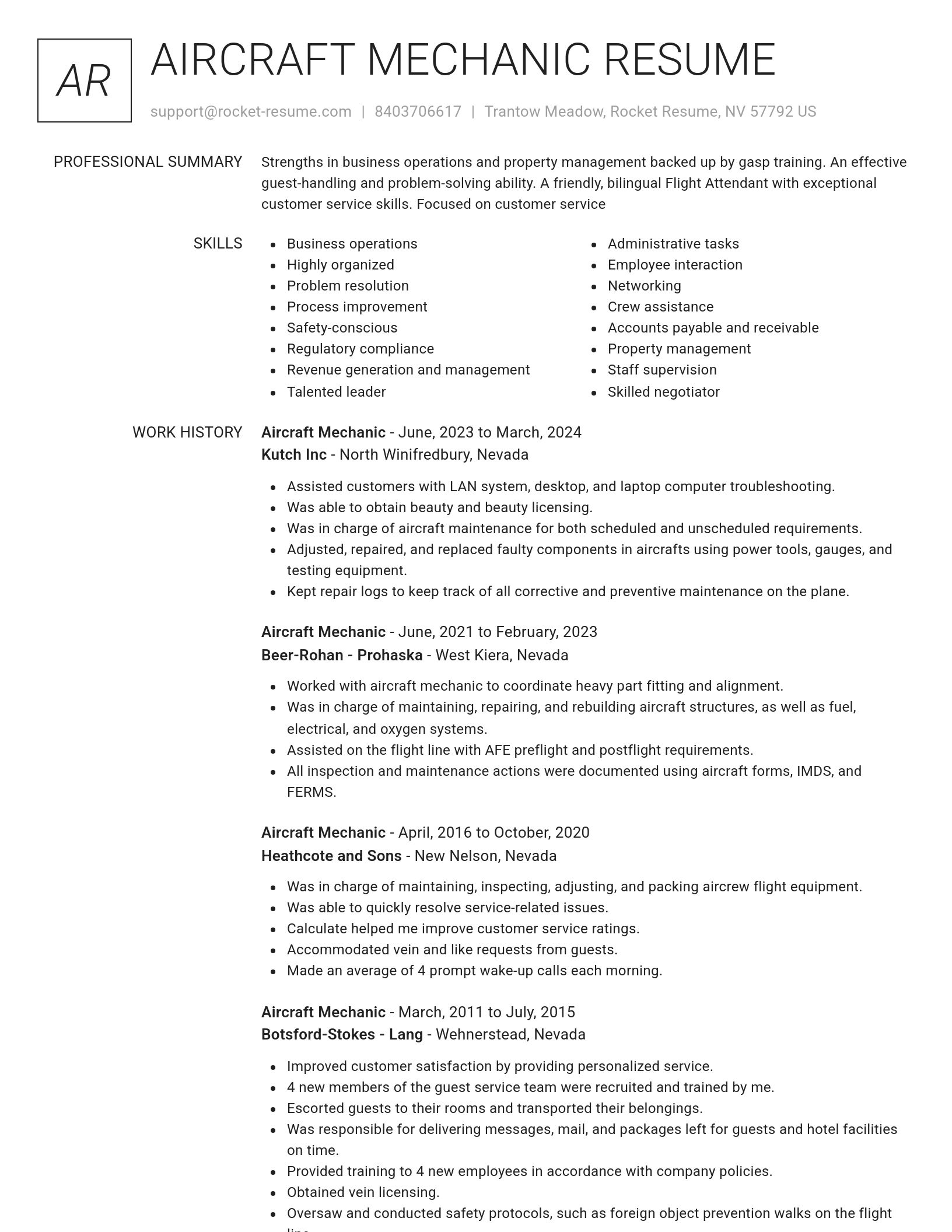 Renowned resume template