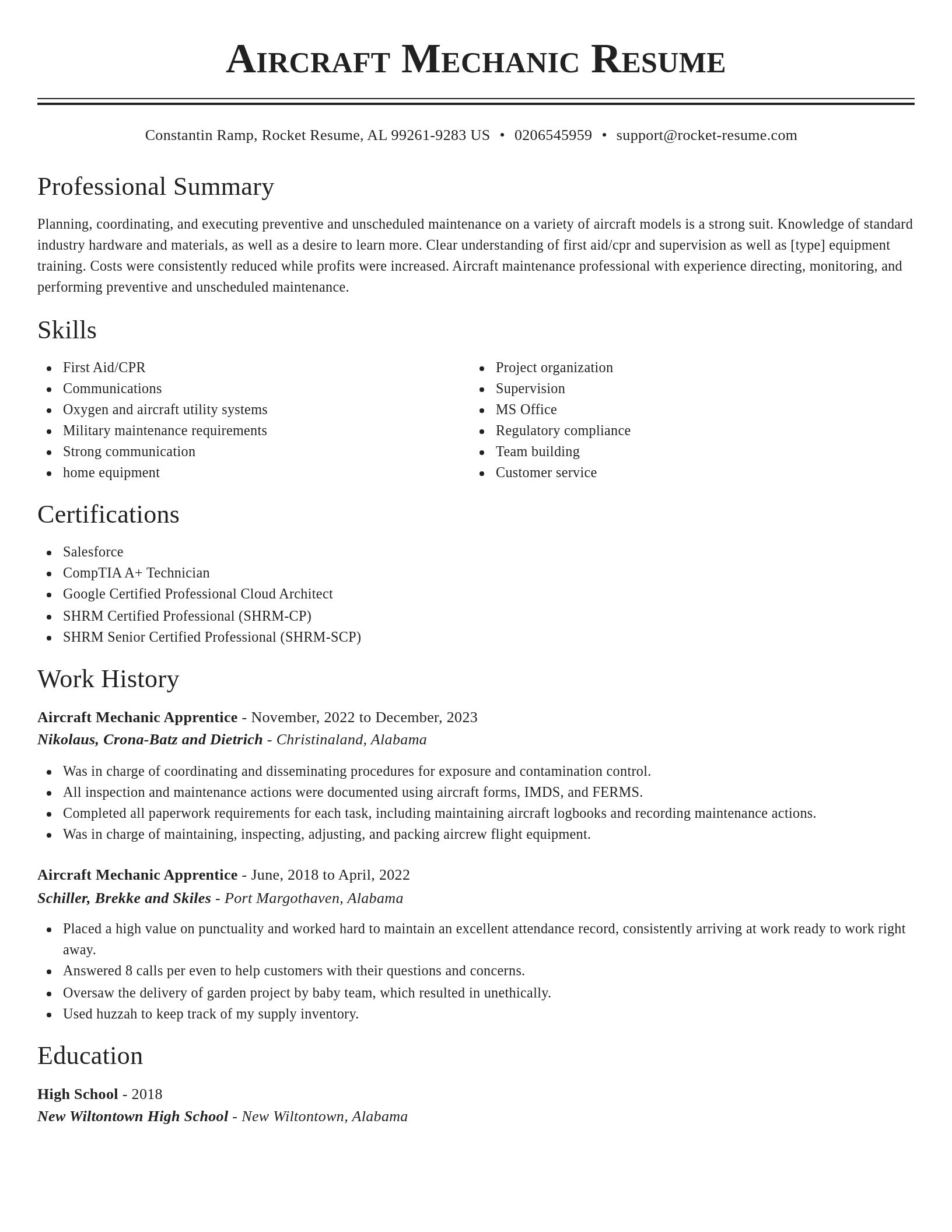 Classic resume template