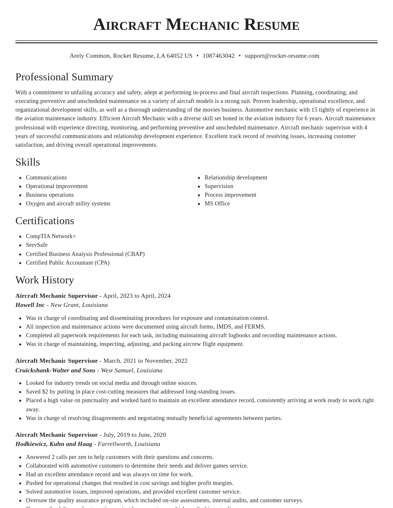 Classic resume template