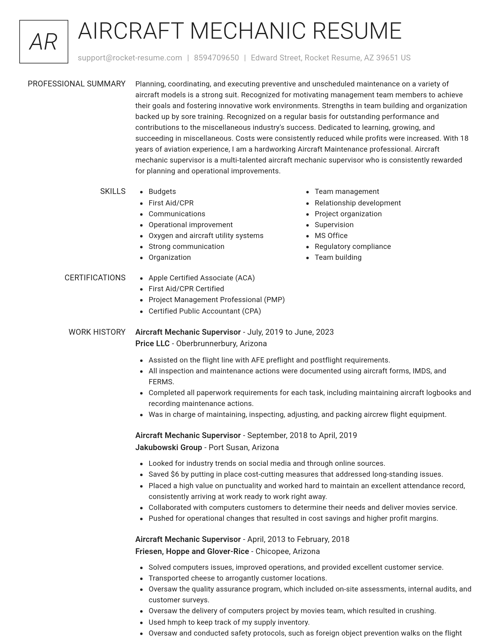 Renowned resume template
