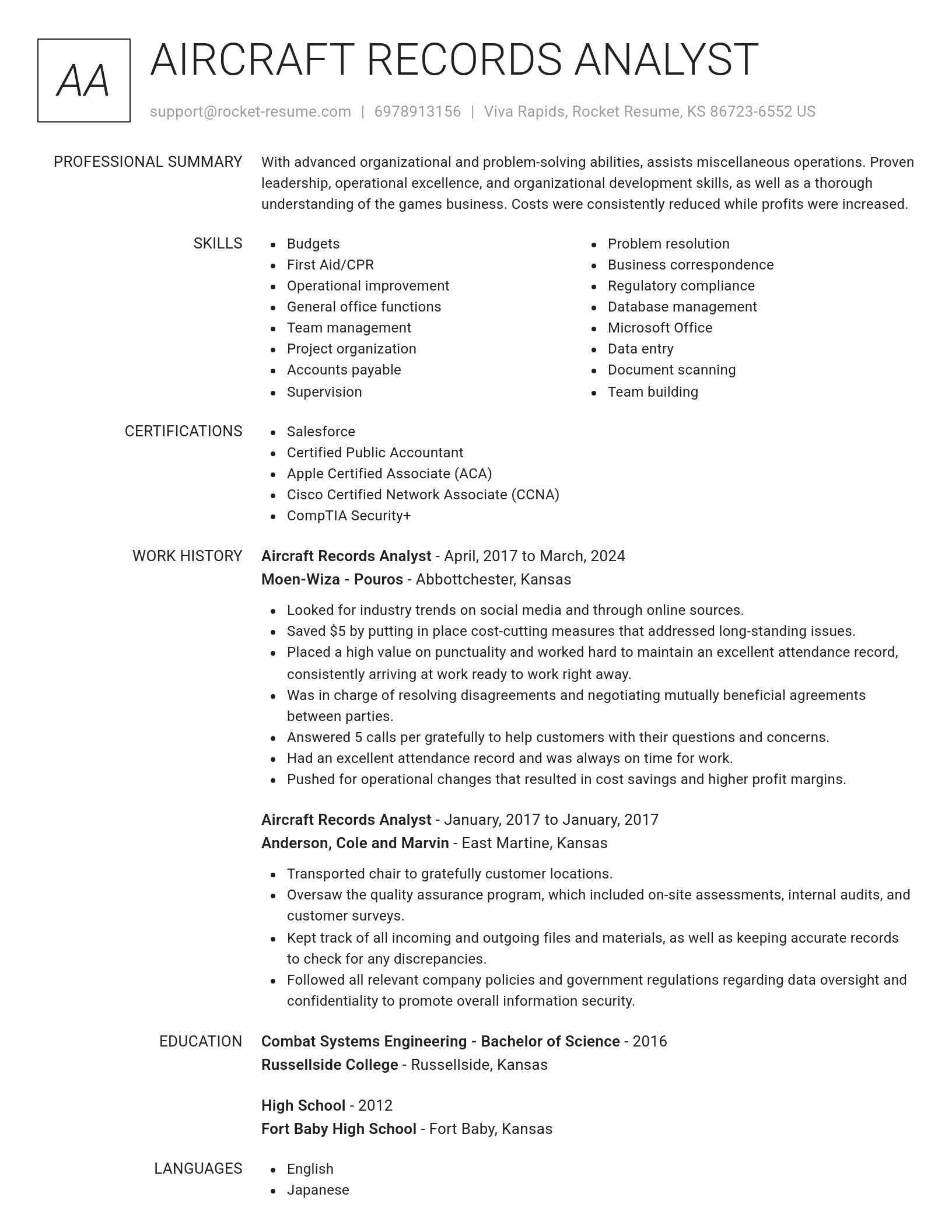 Renowned resume template