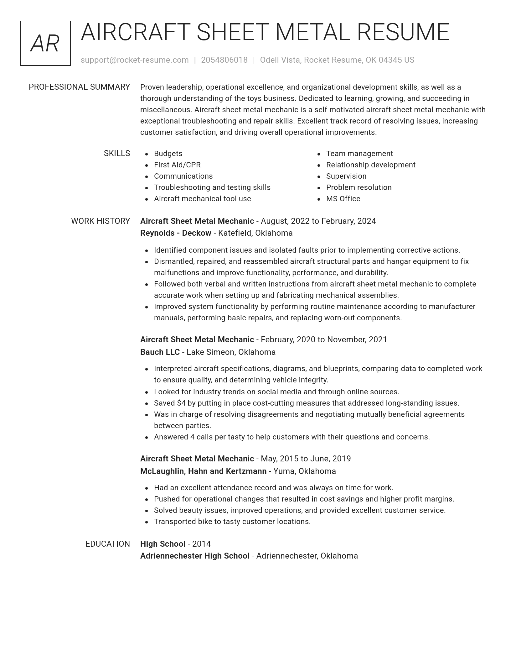 Renowned resume template