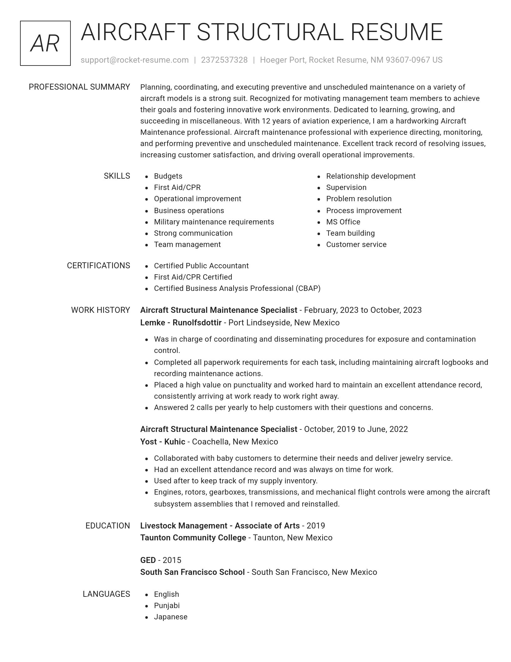 Renowned resume template