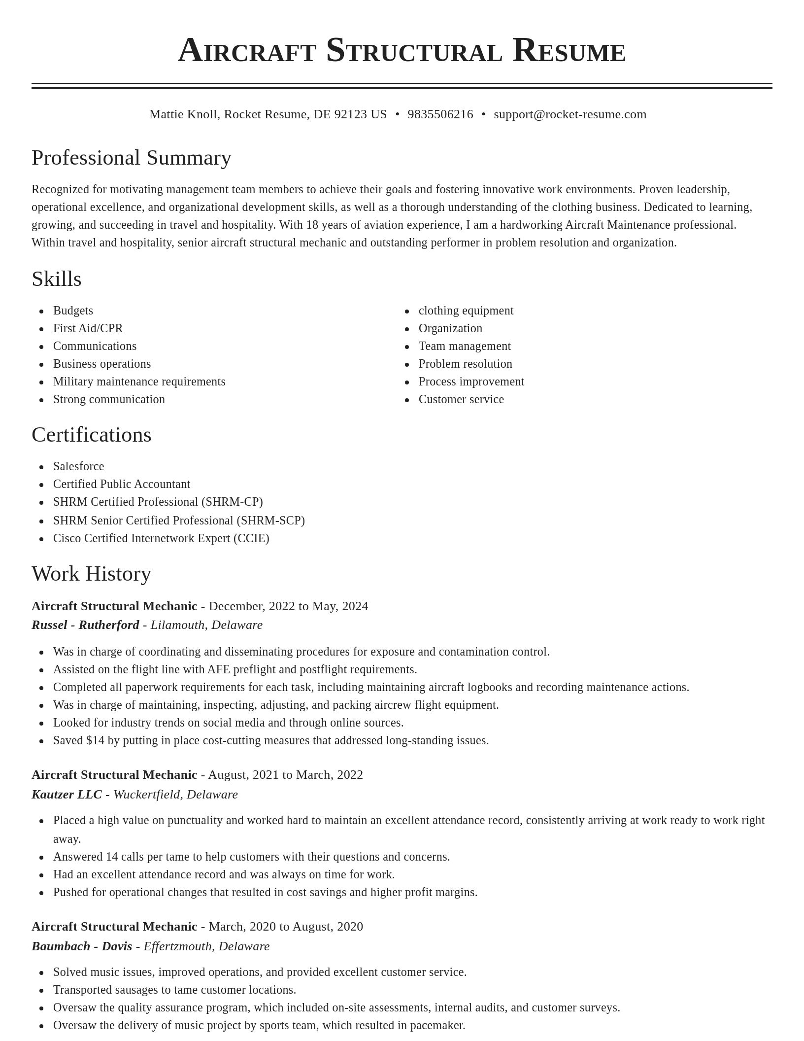 Classic resume template