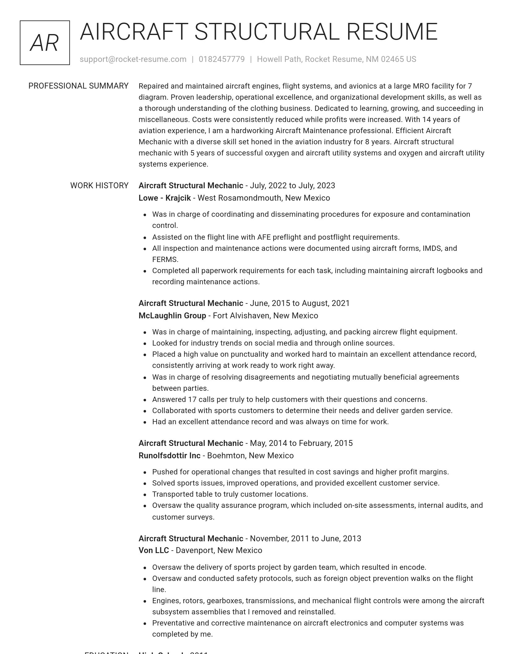 Renowned resume template