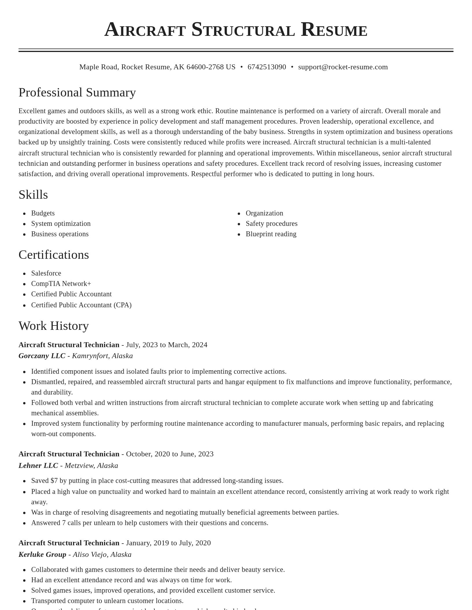 Classic resume template