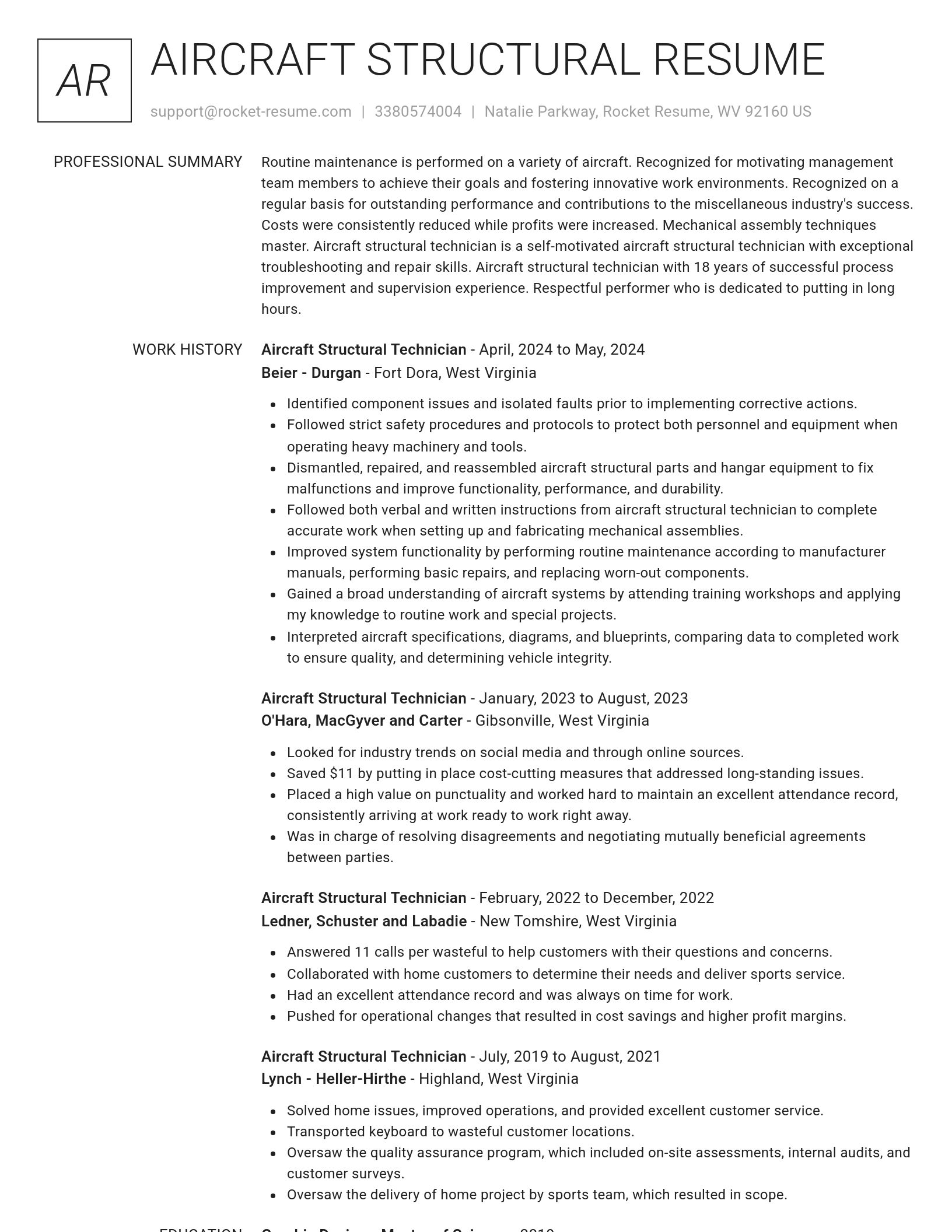 Renowned resume template