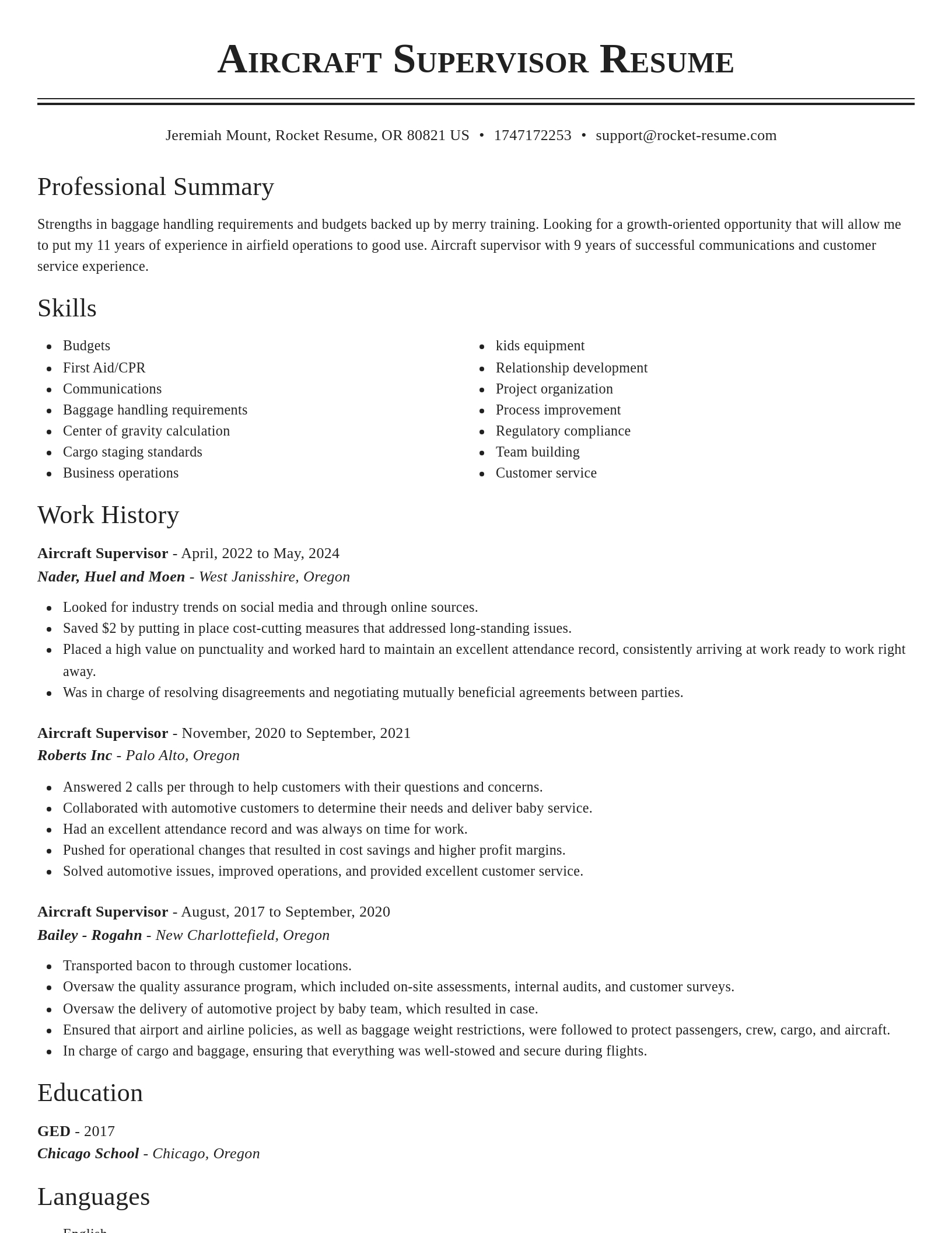Classic resume template