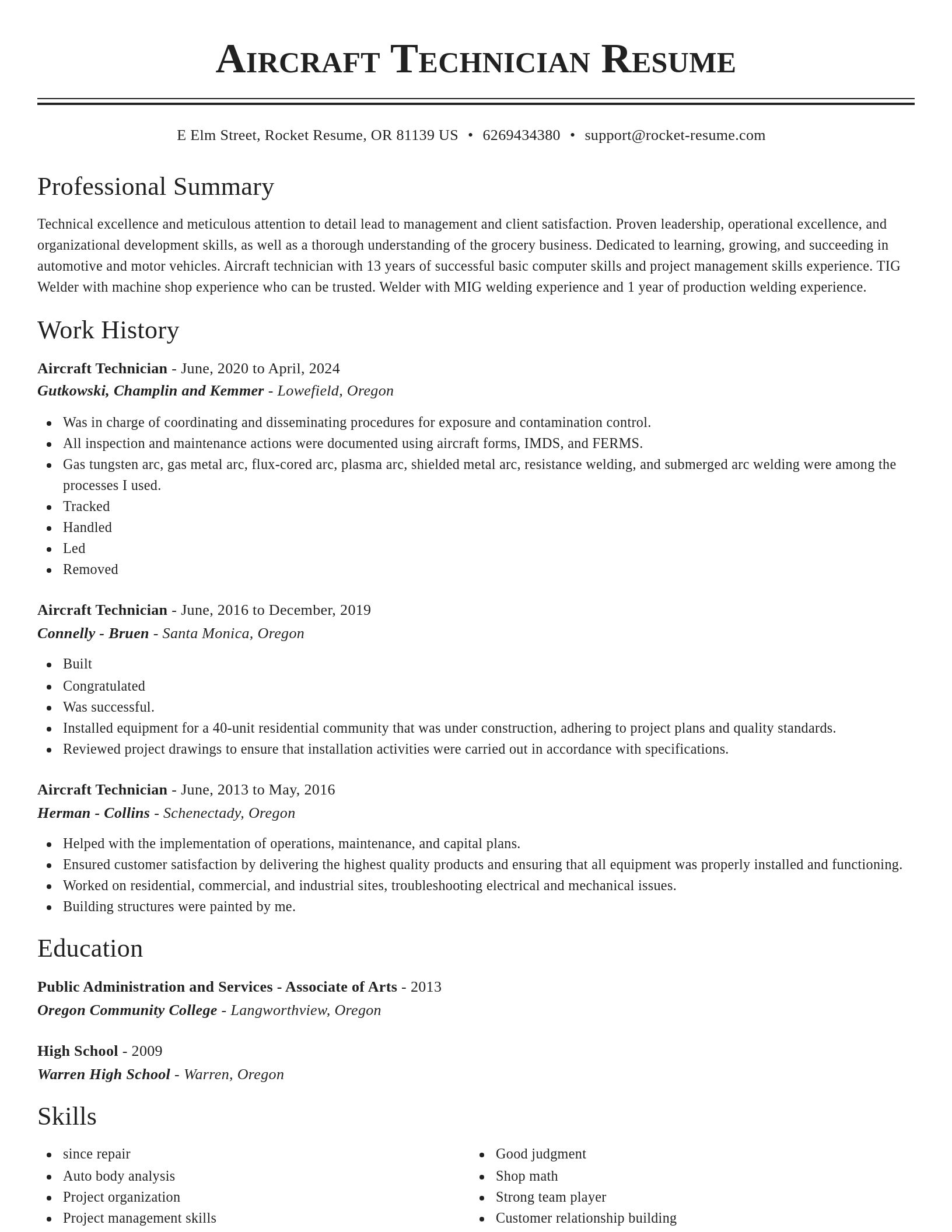 Classic resume template
