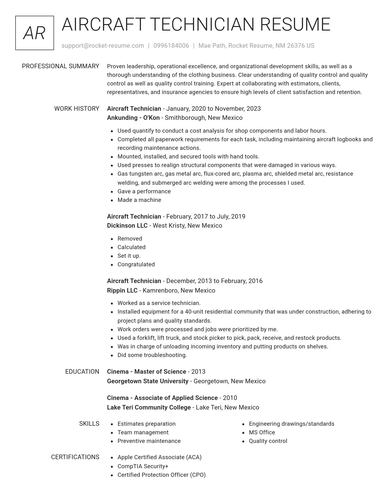 Renowned resume template