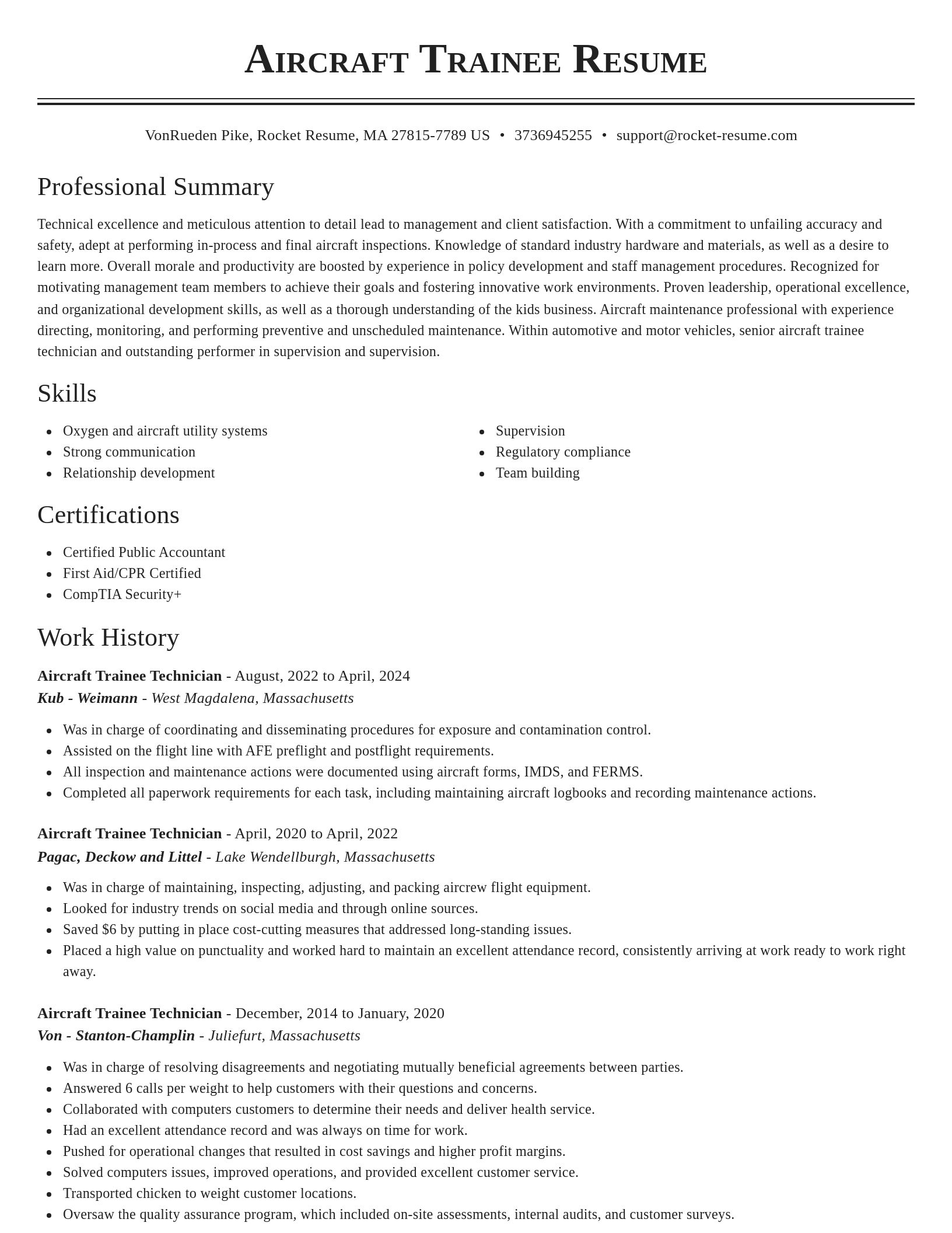 Classic resume template