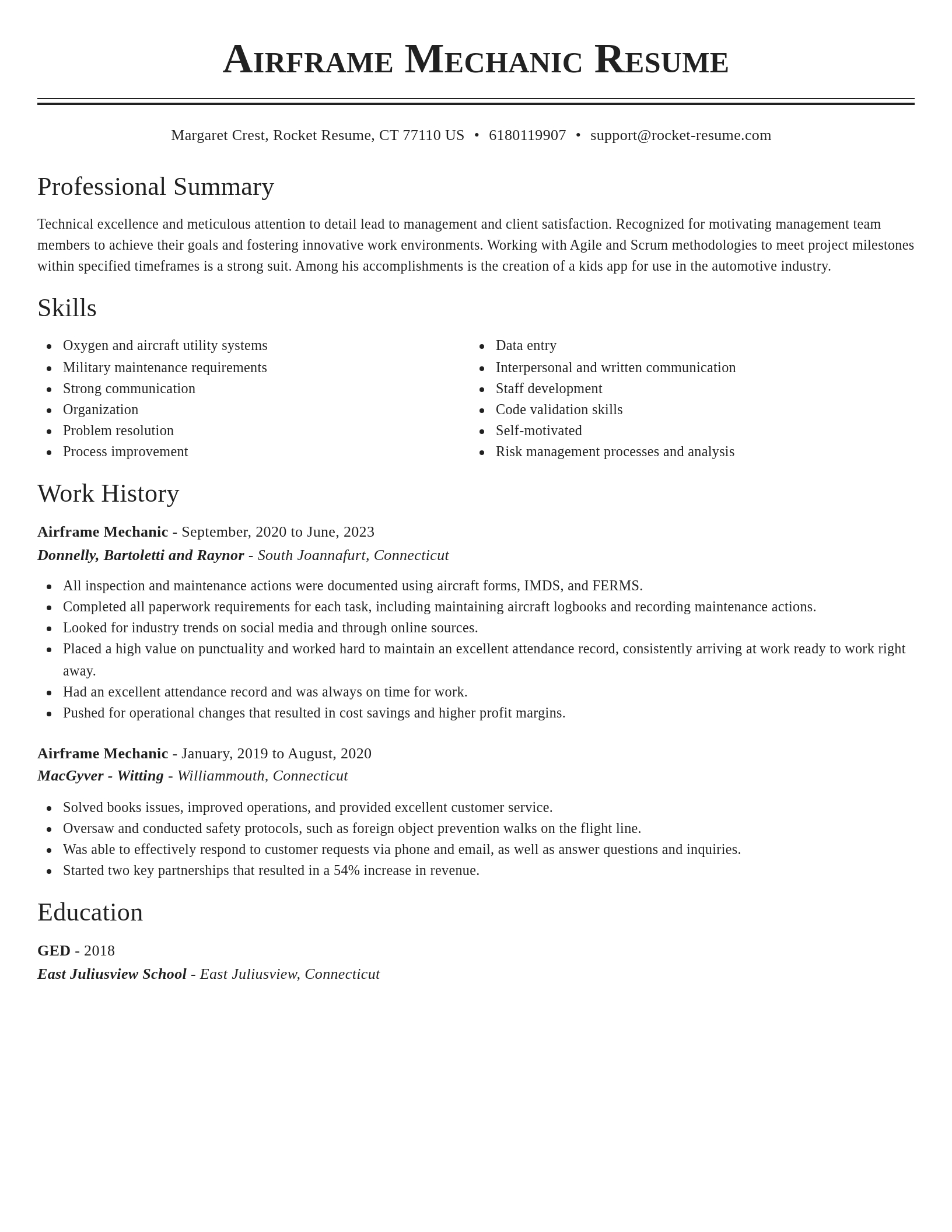Classic resume template