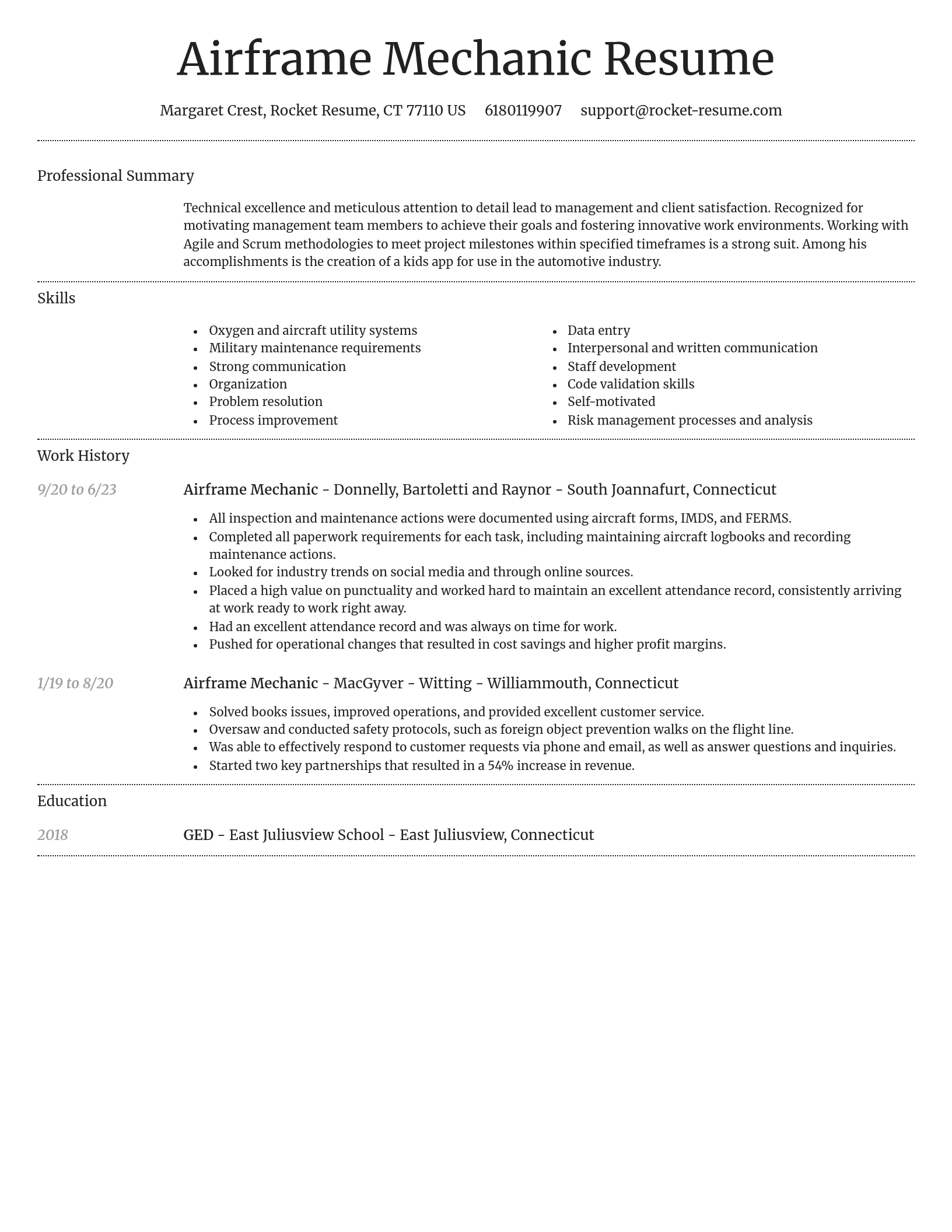 Dignified resume template