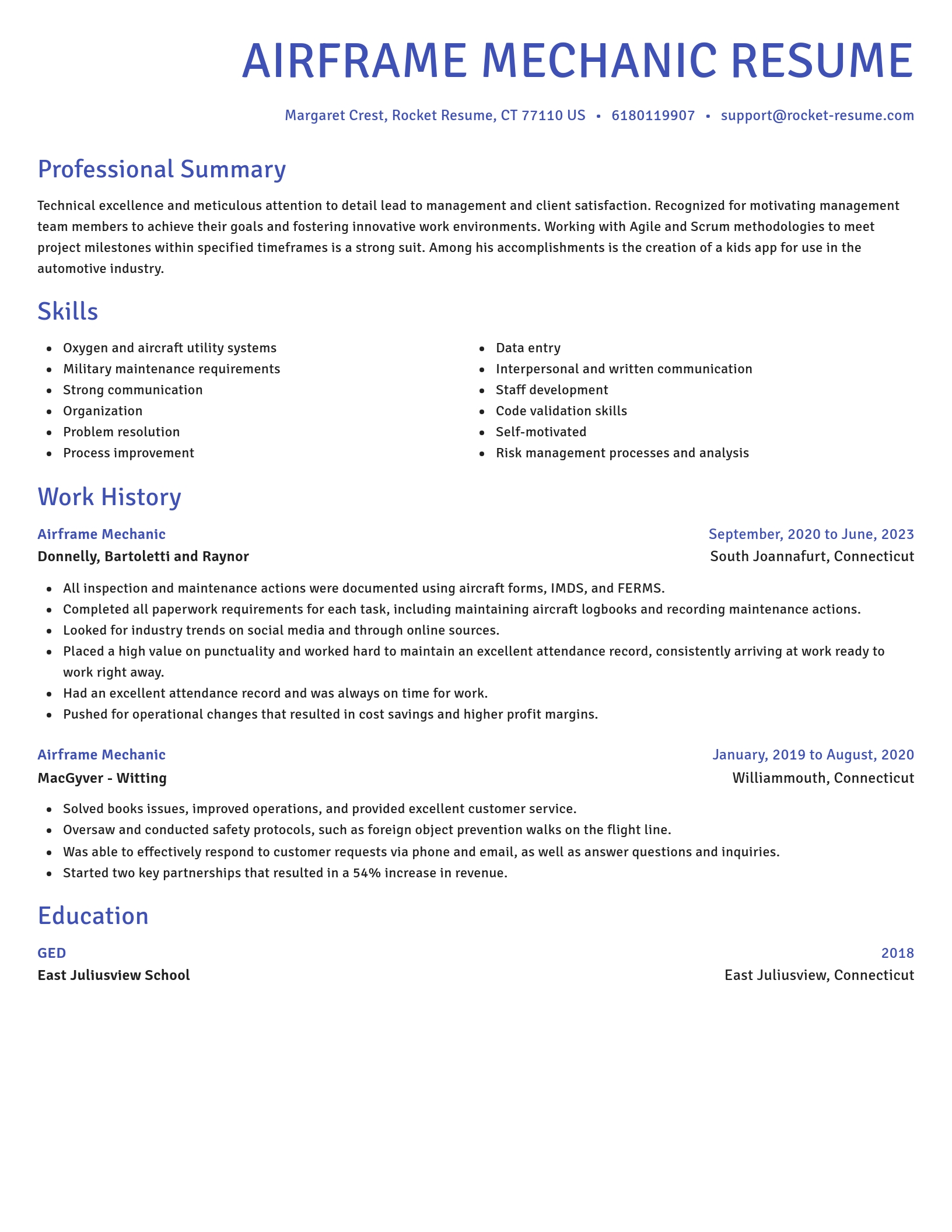 Novel resume template