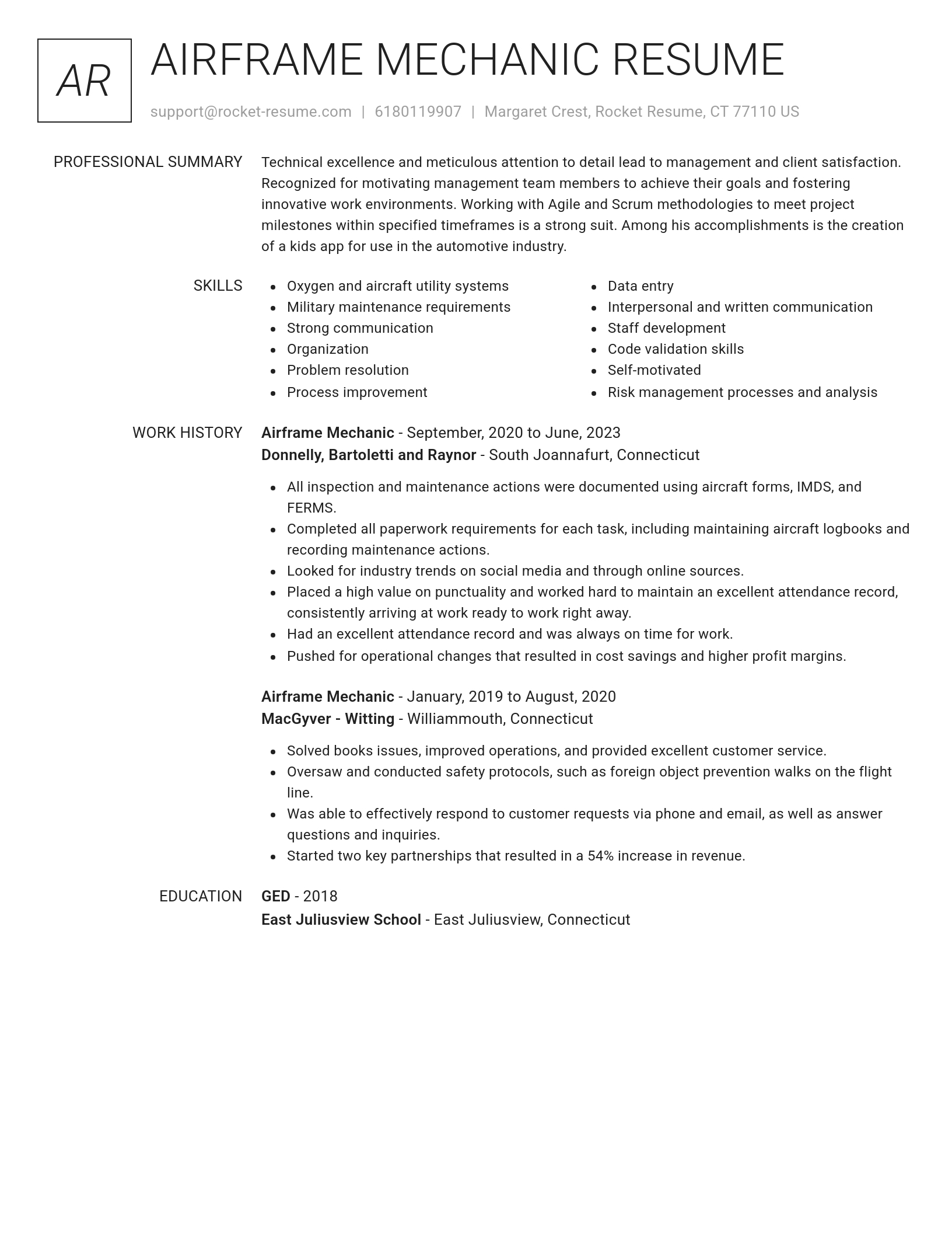 Renowned resume template