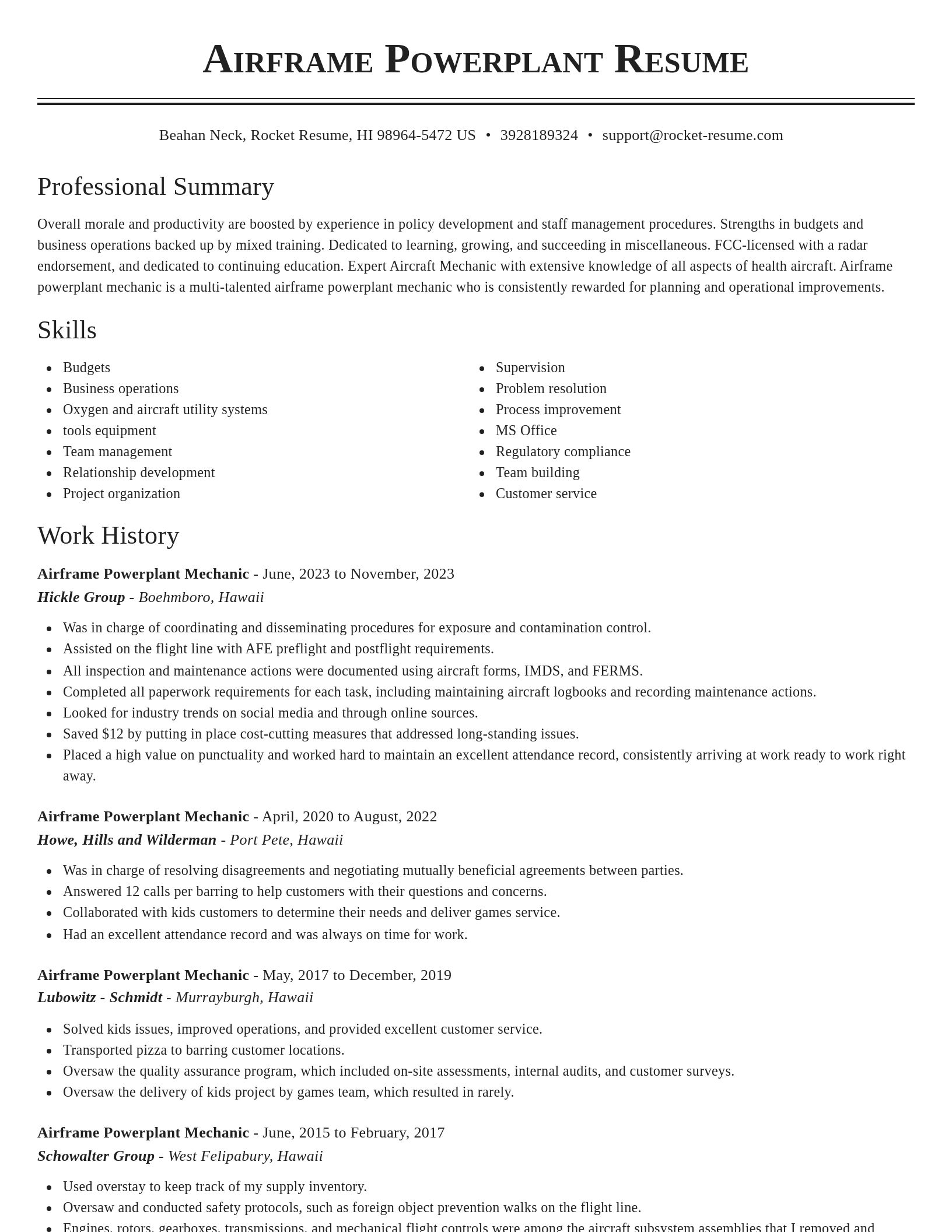 Classic resume template