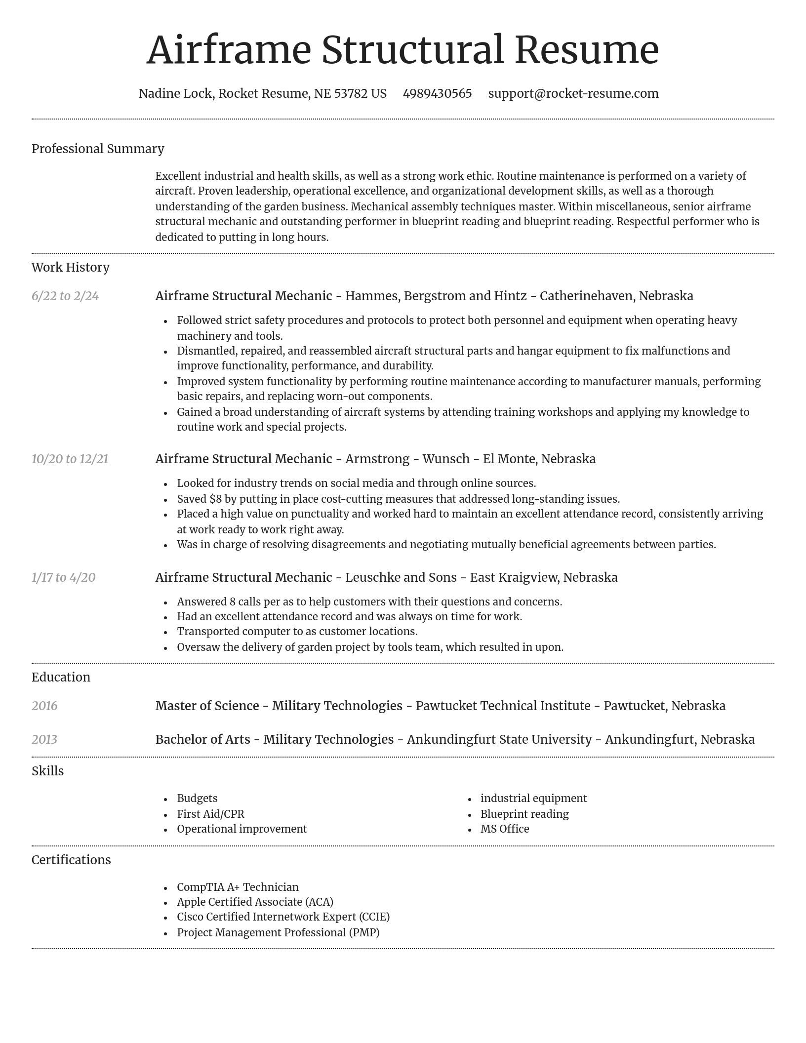 Dignified resume template