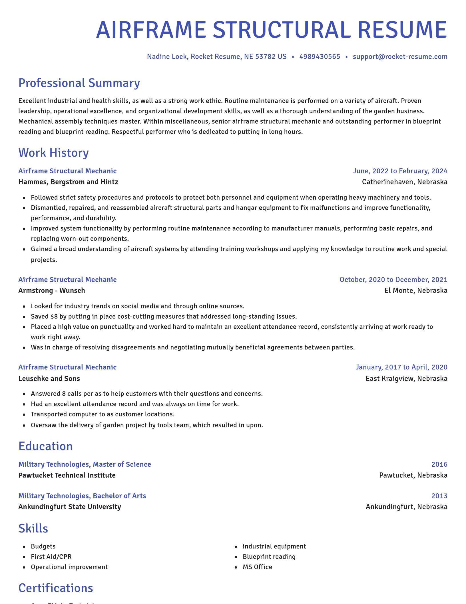 Novel resume template