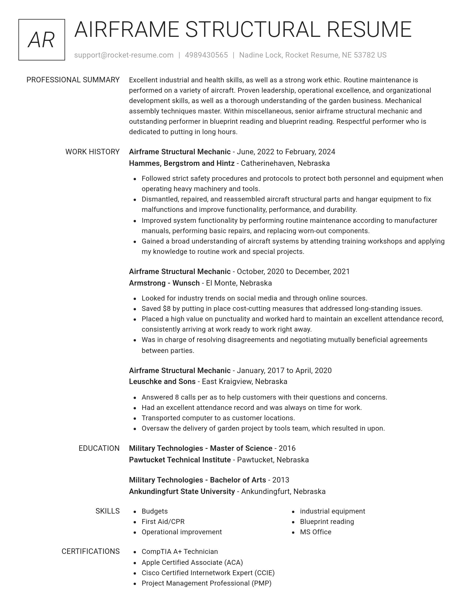 Renowned resume template