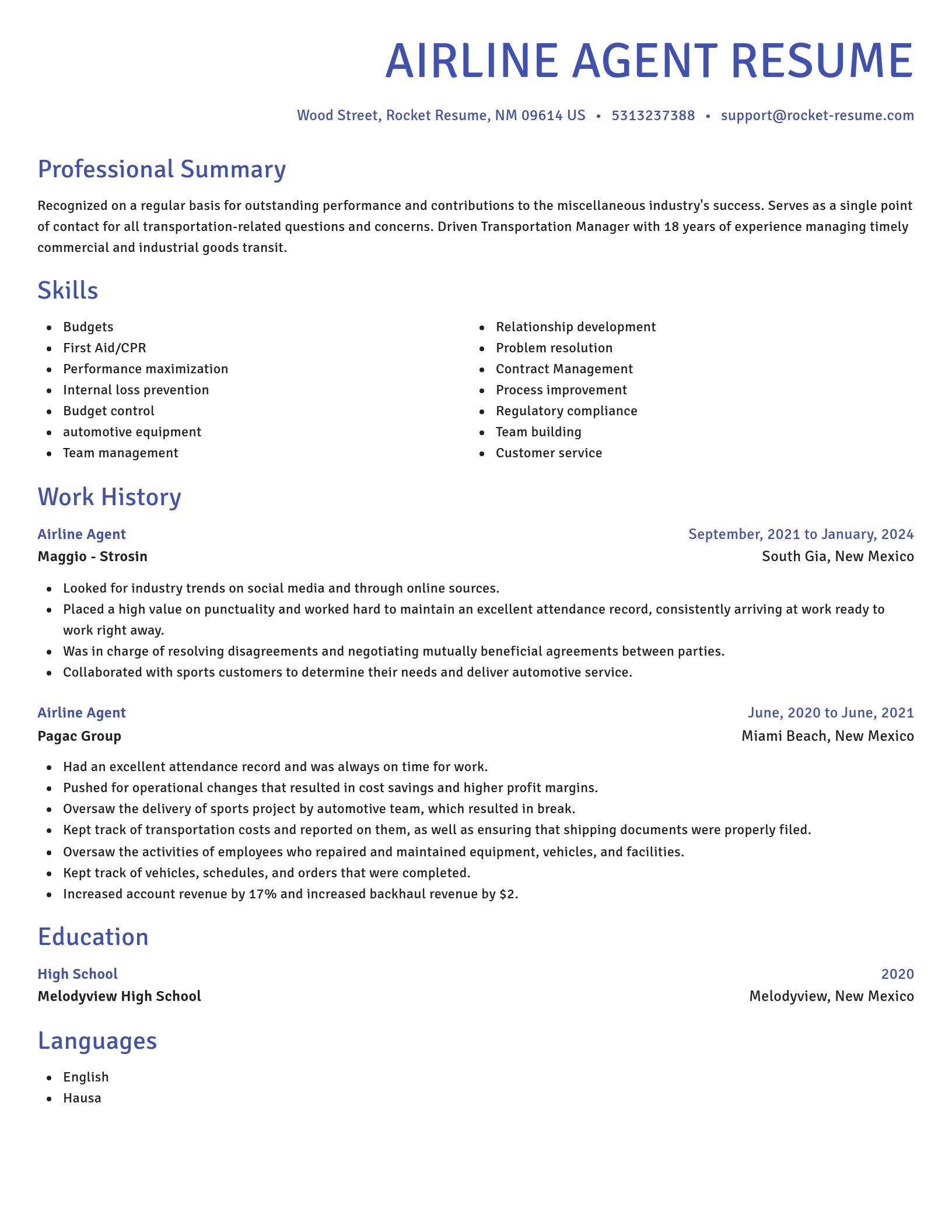 Novel resume template