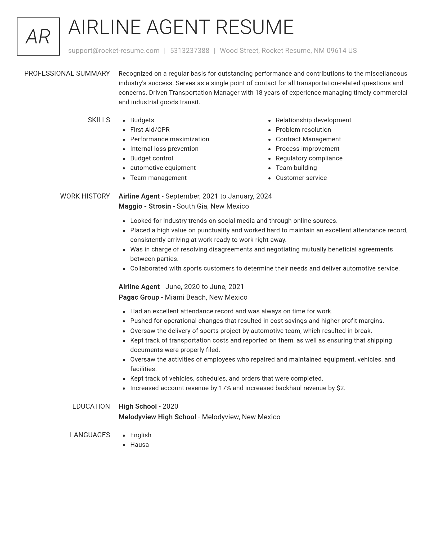 Renowned resume template