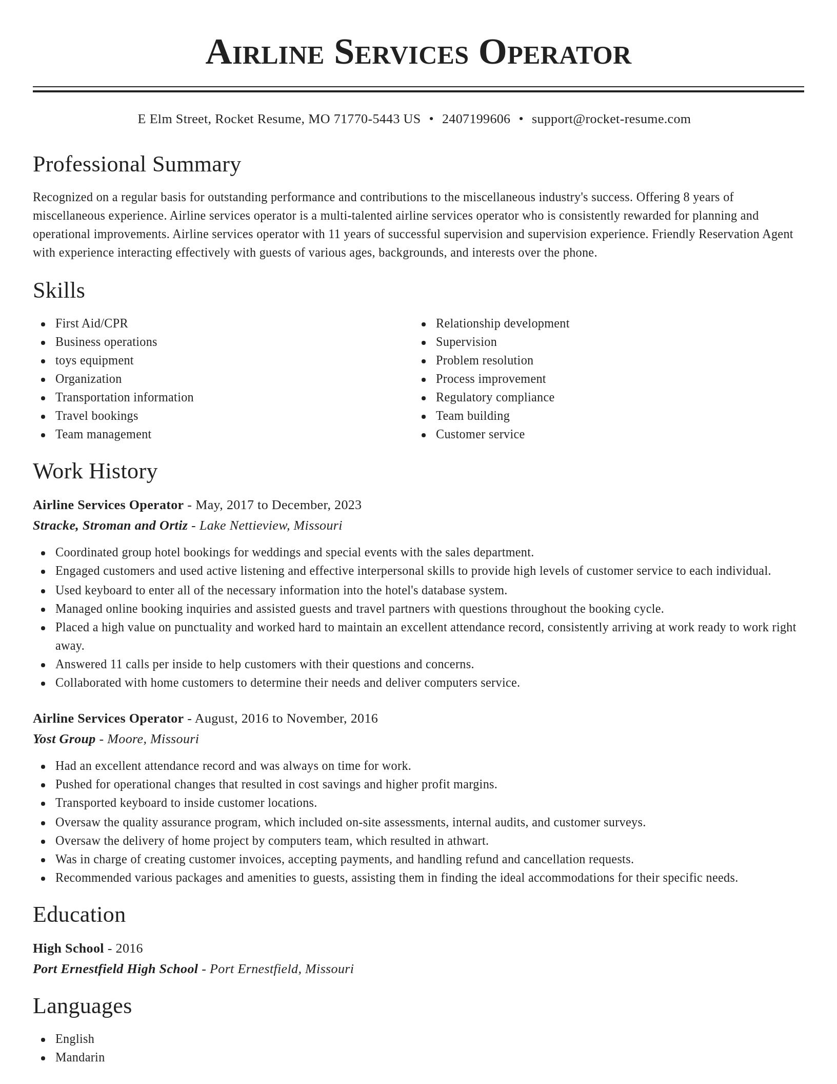 Classic resume template